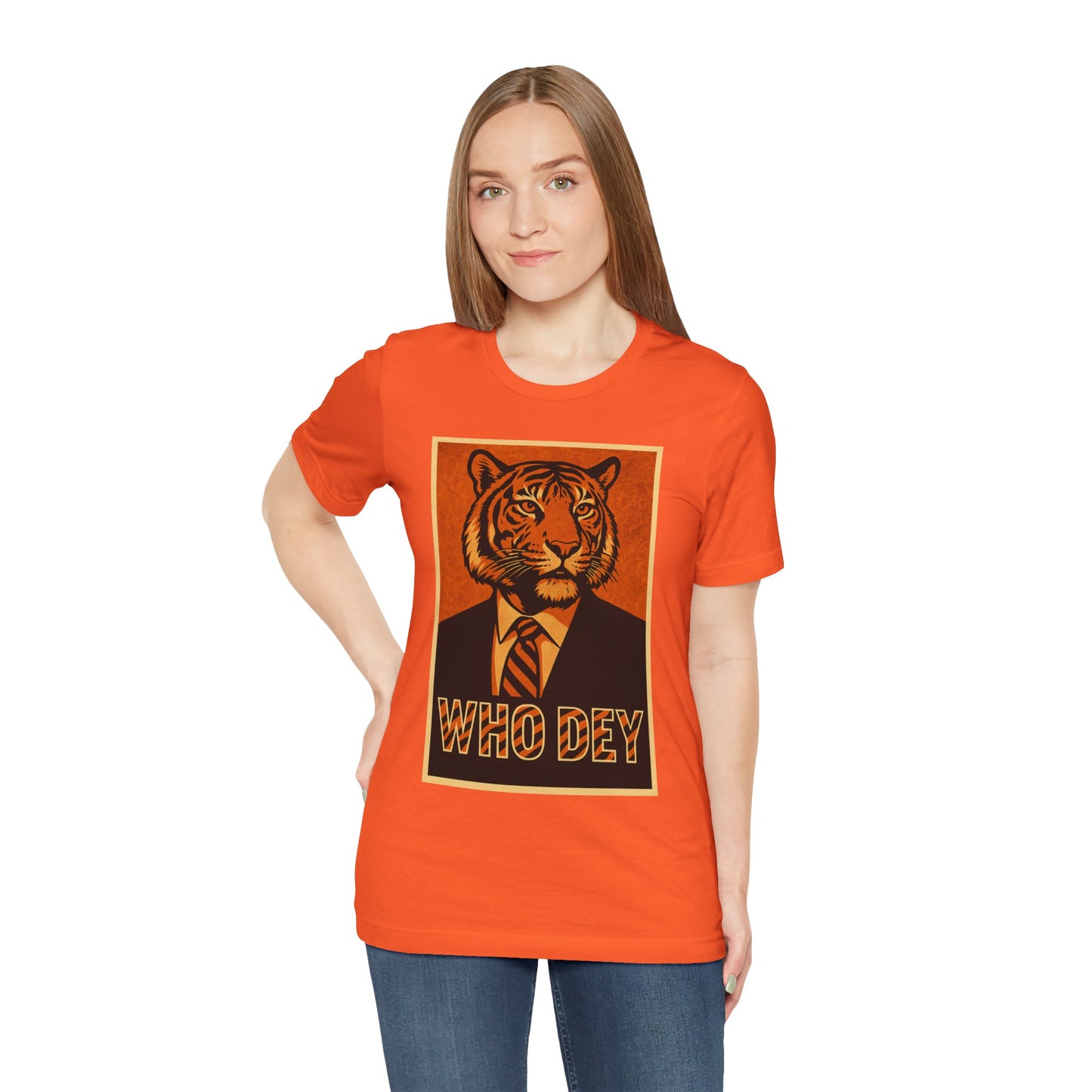 HopeTiger Graphic Tee for Game Day, Casual Wear, Statement Shirt, Unisex Orange Top, Gift for Sports Fans, Who Dey Tee