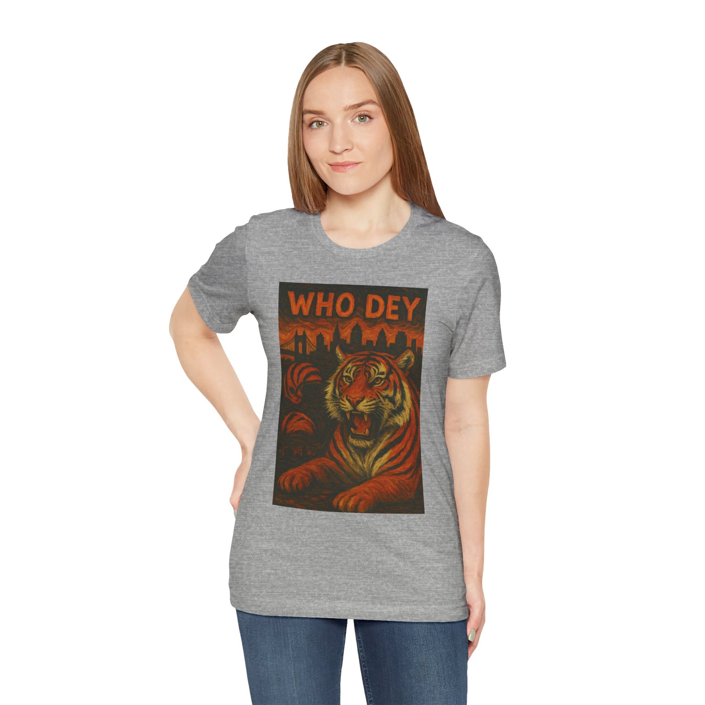VanGogh style Tiger Graphic Tee – Who Dey, Unisex T-Shirt