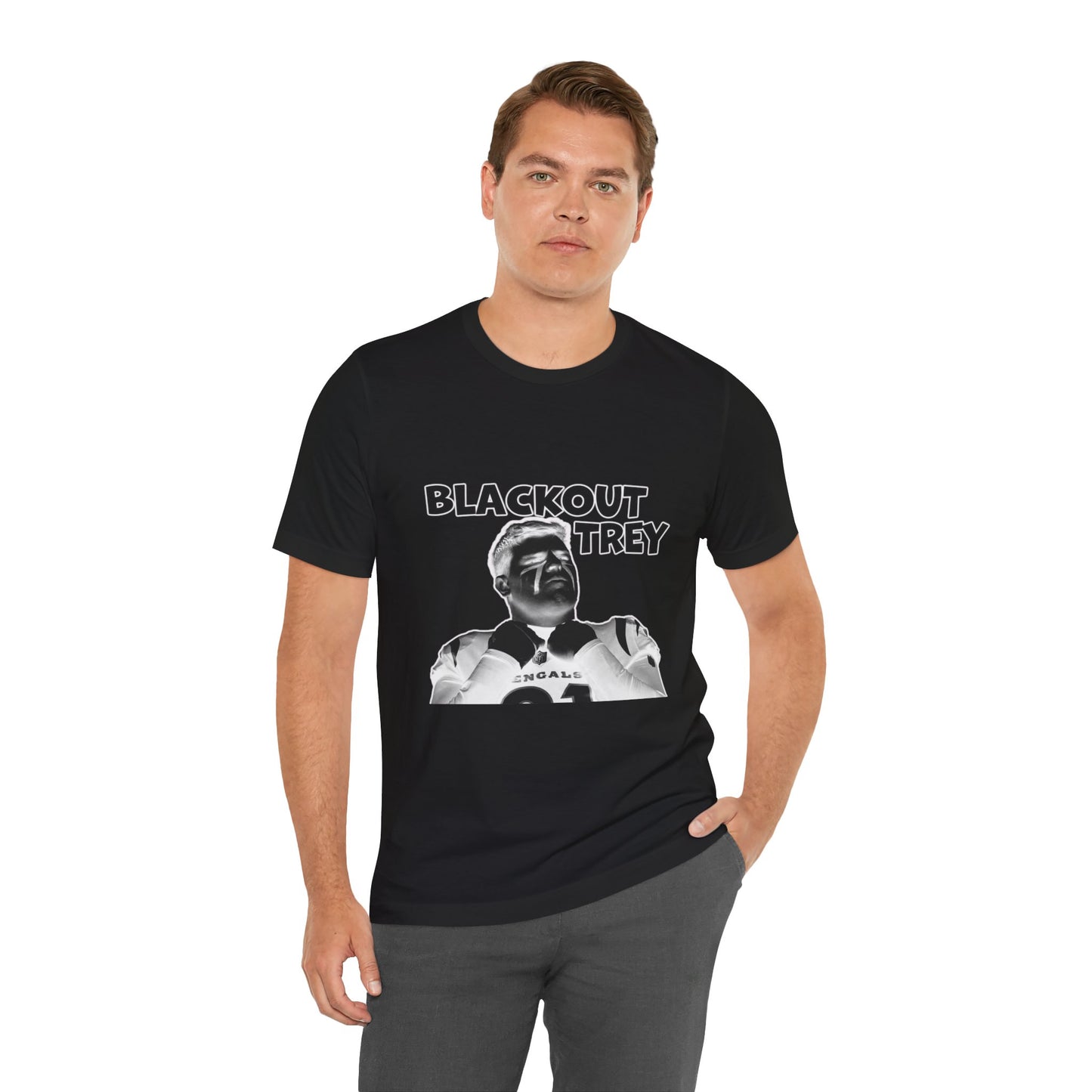 Blackout Trey Unisex Tee - Casual Graphic Shirt for Sports Fans