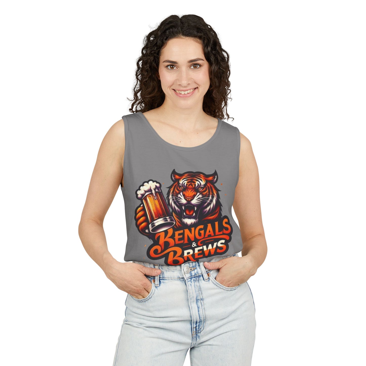 Bengals & Brews Tank Top, Unisex Beer Tank, Party Shirt, Game Day Apparel, Summer Clothing, Beer Lover Gift