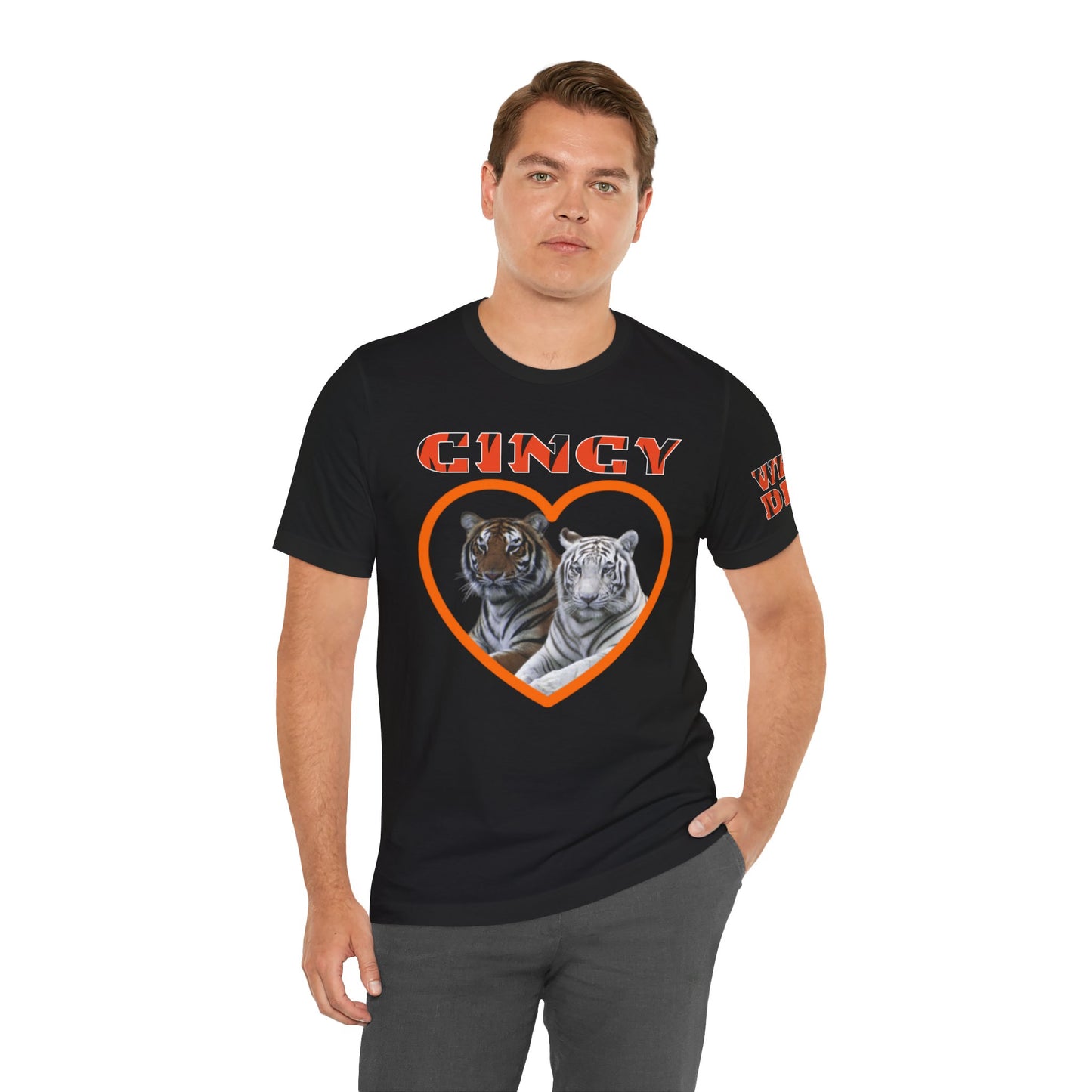 Cincy Cat Lover Unisex Tee - Bold Orange Animal Print Shirt
