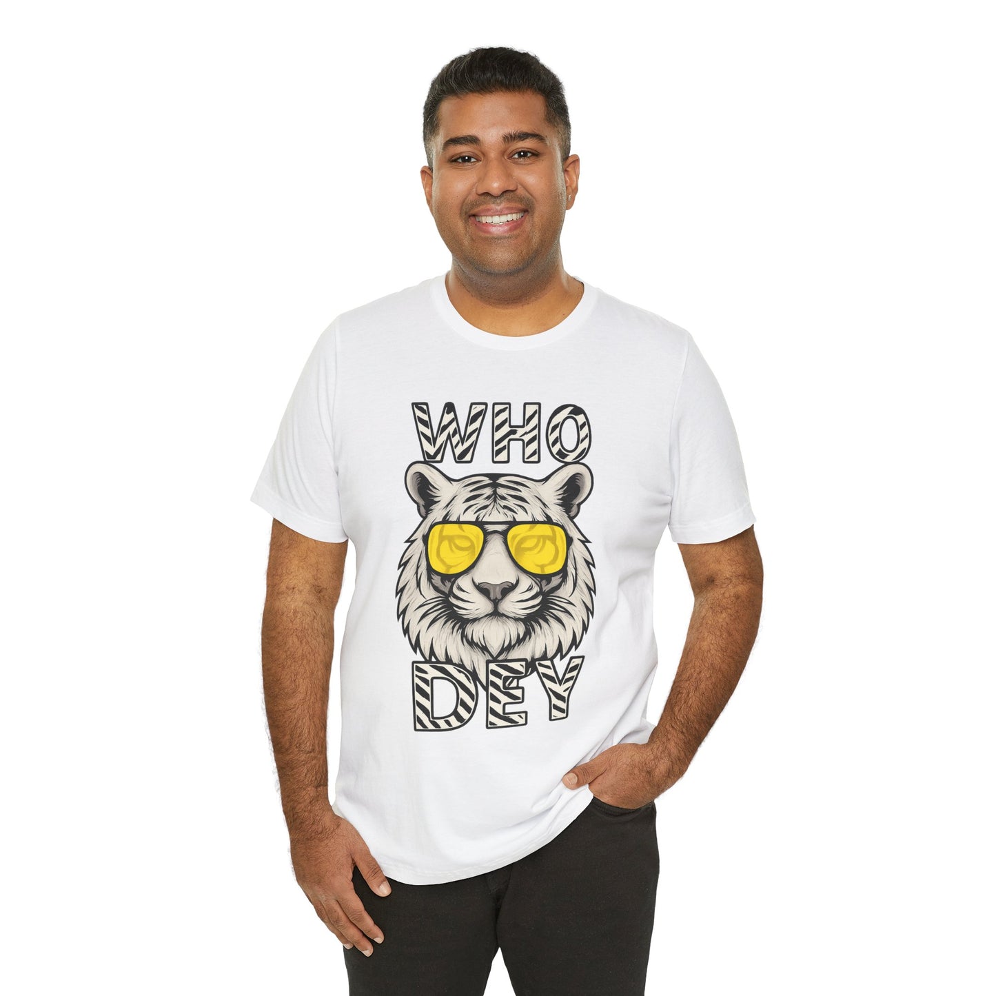 WhiteOut Bengal Tiger Graphic Who Dey Tee