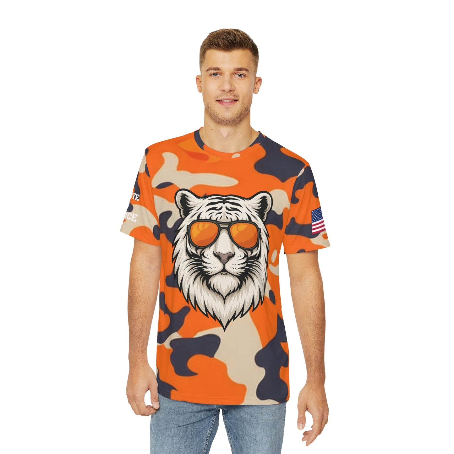 Salute to Service Orange Camo Tiger Polyester Tee - Bold & Trendy Casual Wear