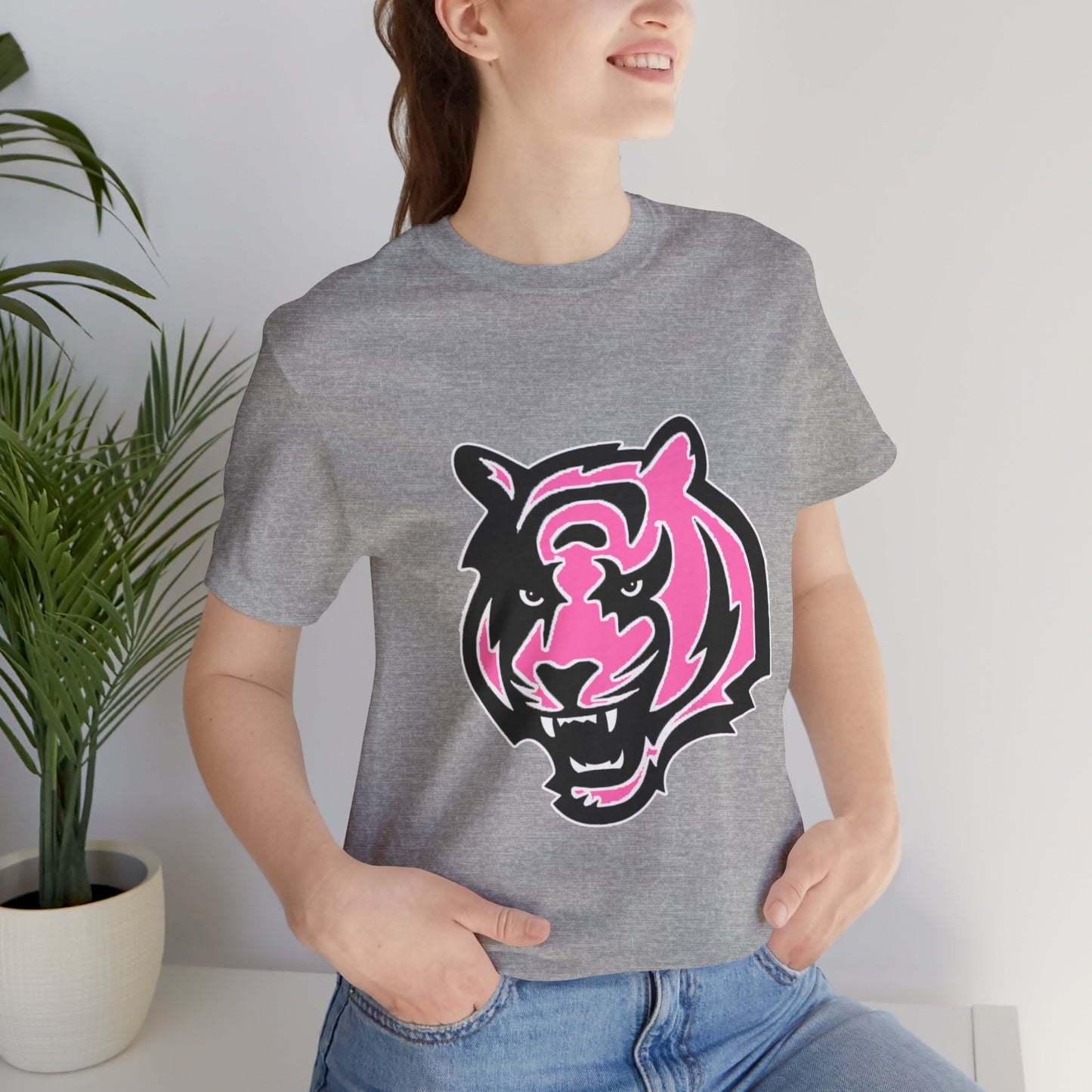 Pink Bengal Breast Cancer Awareness Spirit Unisex Jersey Short Sleeve Tee