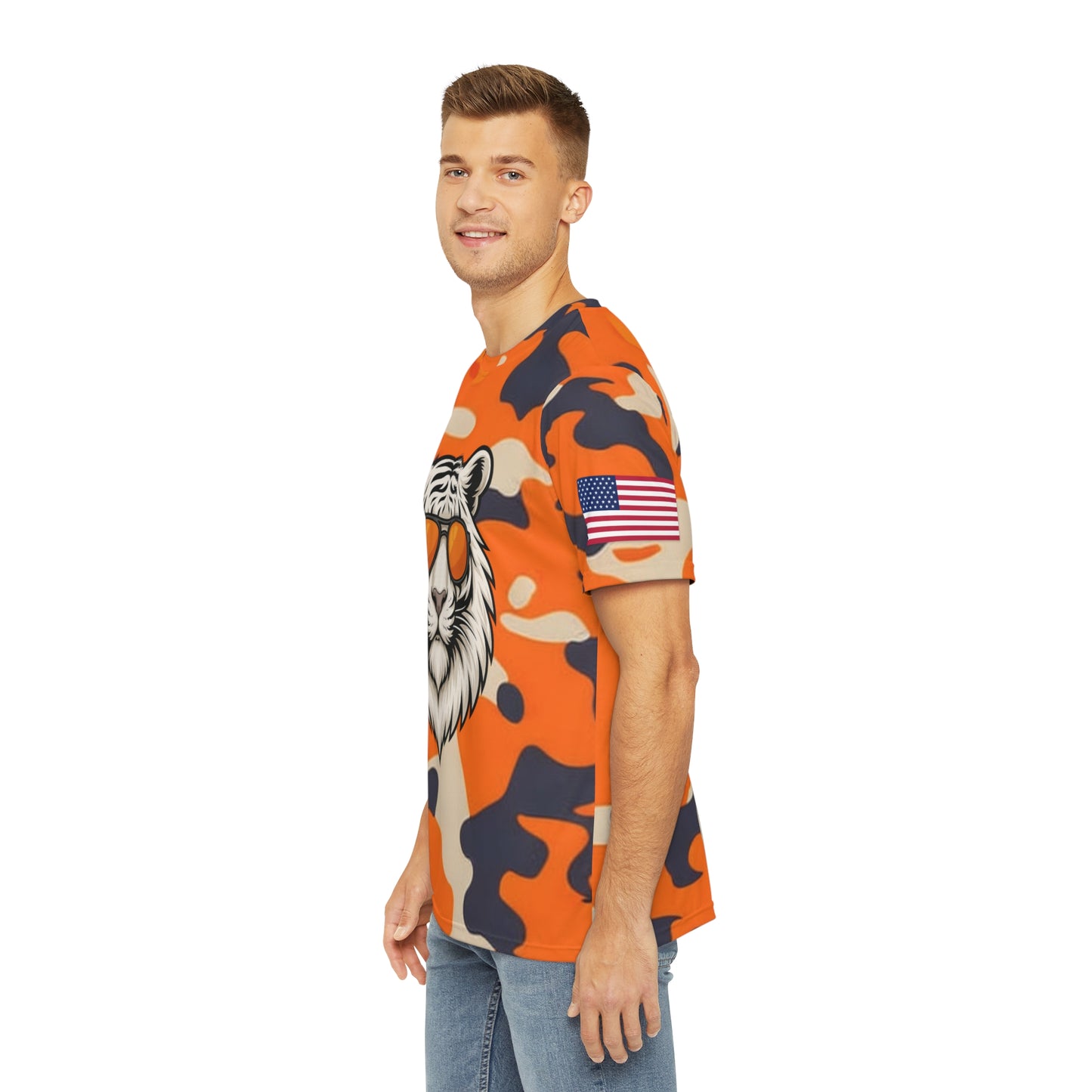 Salute to Service Orange Camo Tiger Polyester Tee - Bold & Trendy Casual Wear