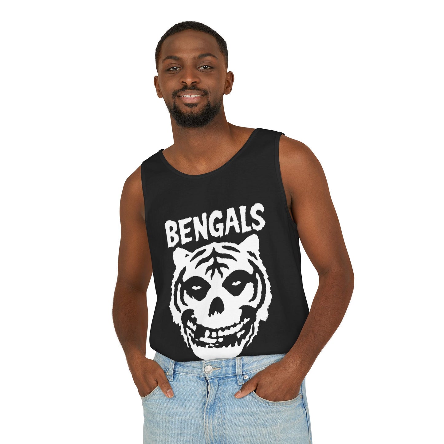Bengals Skull Tank Top — Vintage Tiger Skull Graphic Muscle Tank