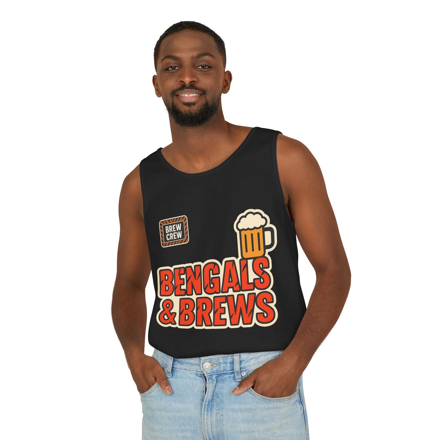 Bengals & Brews Tank Top | Unisex Garment-Dyed Sportswear, Beer Lover Gift, Game Day Apparel, Summer Party Top, Casual Wear