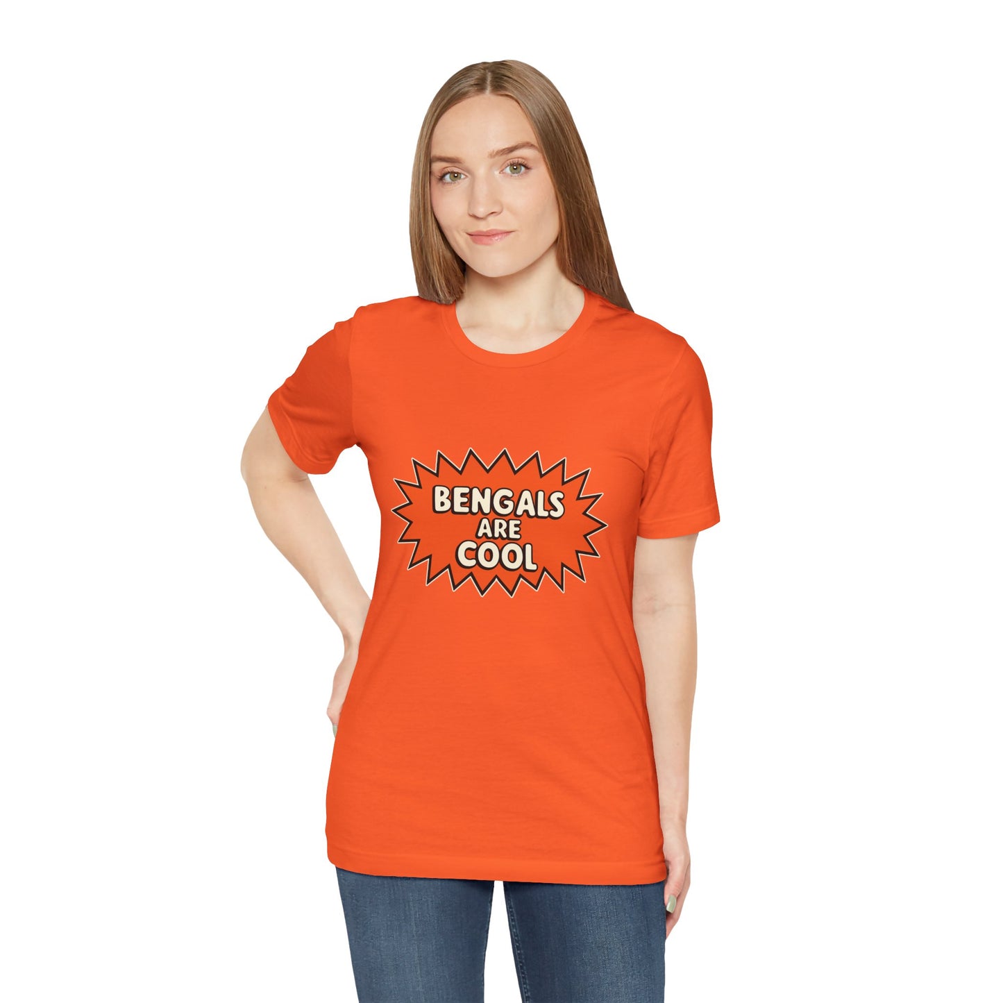 Bengals Are Cool T-Shirt, Vibrant Orange Tee, Casual Sports Shirt, Gift for Bengals Fans, Unisex Short Sleeve Top