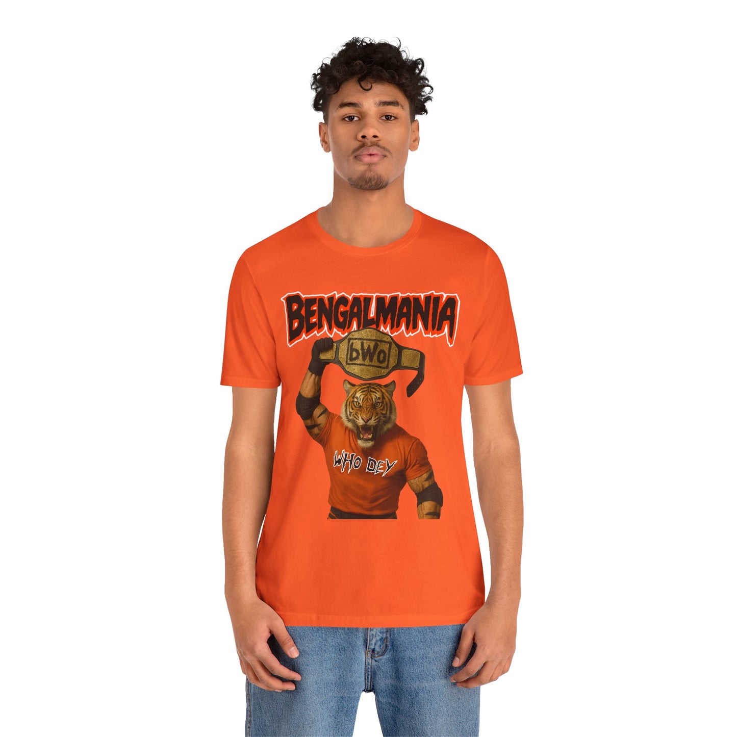 Bengalmania Unisex Tee - Fun Game Day Shirt, Casual Wear, Tiger Lover Gift, Sports Fan Apparel, Playful Orange Design