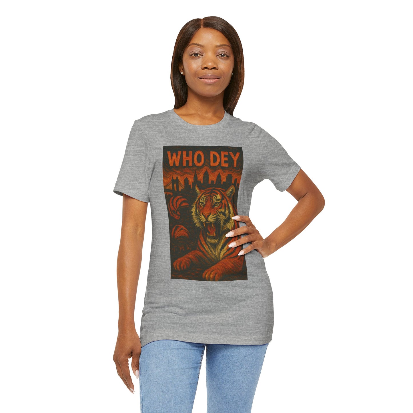 VanGogh style Tiger Graphic Tee – Who Dey, Unisex T-Shirt