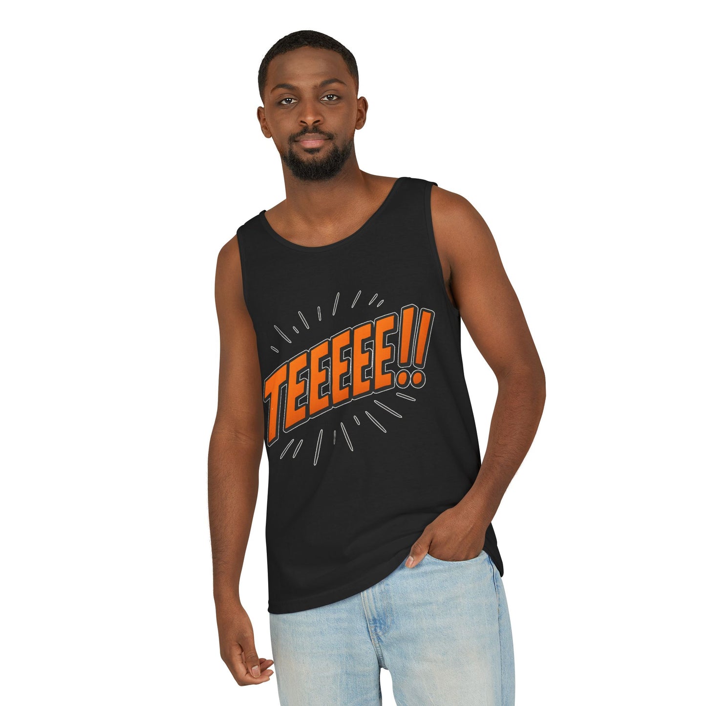 - TEEEE!! -Fun Graphic Tank Top Summer Essential, Unisex Apparel, Beachwear, Gift Idea, Festival Outfit
