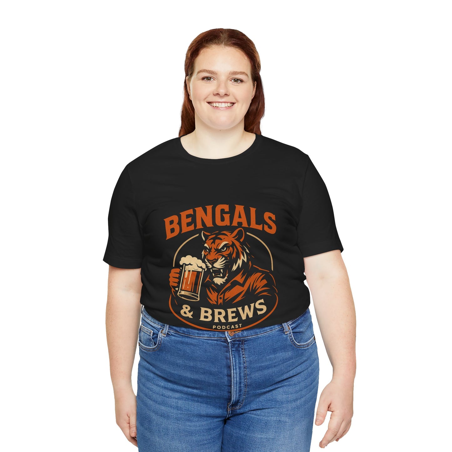 Bengals & Brews Podcast Tee, Unisex Jersey Short Sleeve T-Shirt, Sports Fan Apparel, Gift for Beer Lovers, Casual Everyday Style