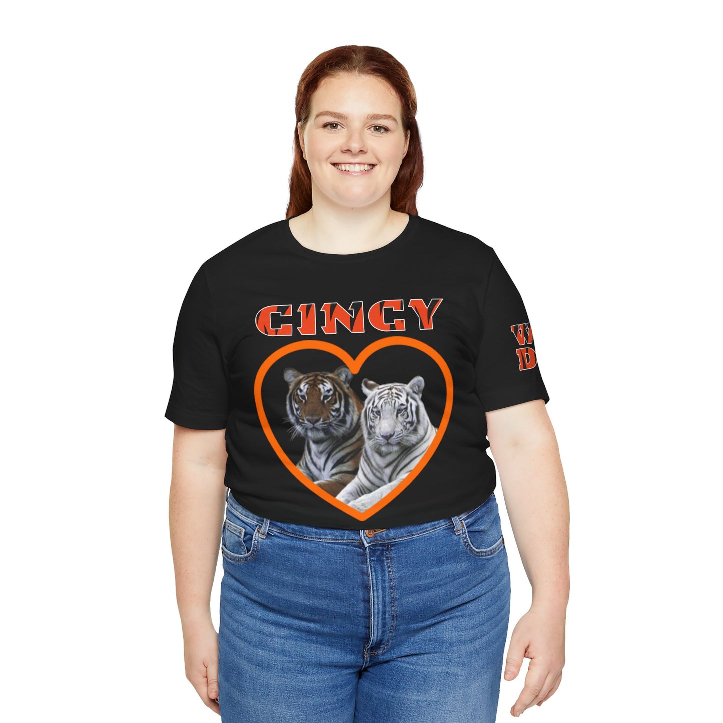 Cincy Cat Lover Unisex Tee - Bold Orange Animal Print Shirt