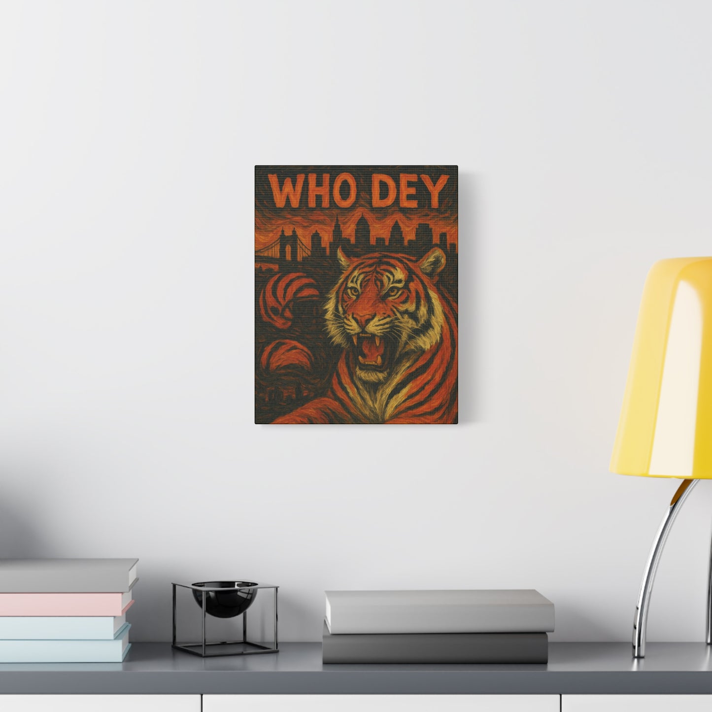 WhoDey Tiger Art Canvas Print, Urban Decor, Animal Wall Art, Home Office Decor, Gift for Animal Lovers