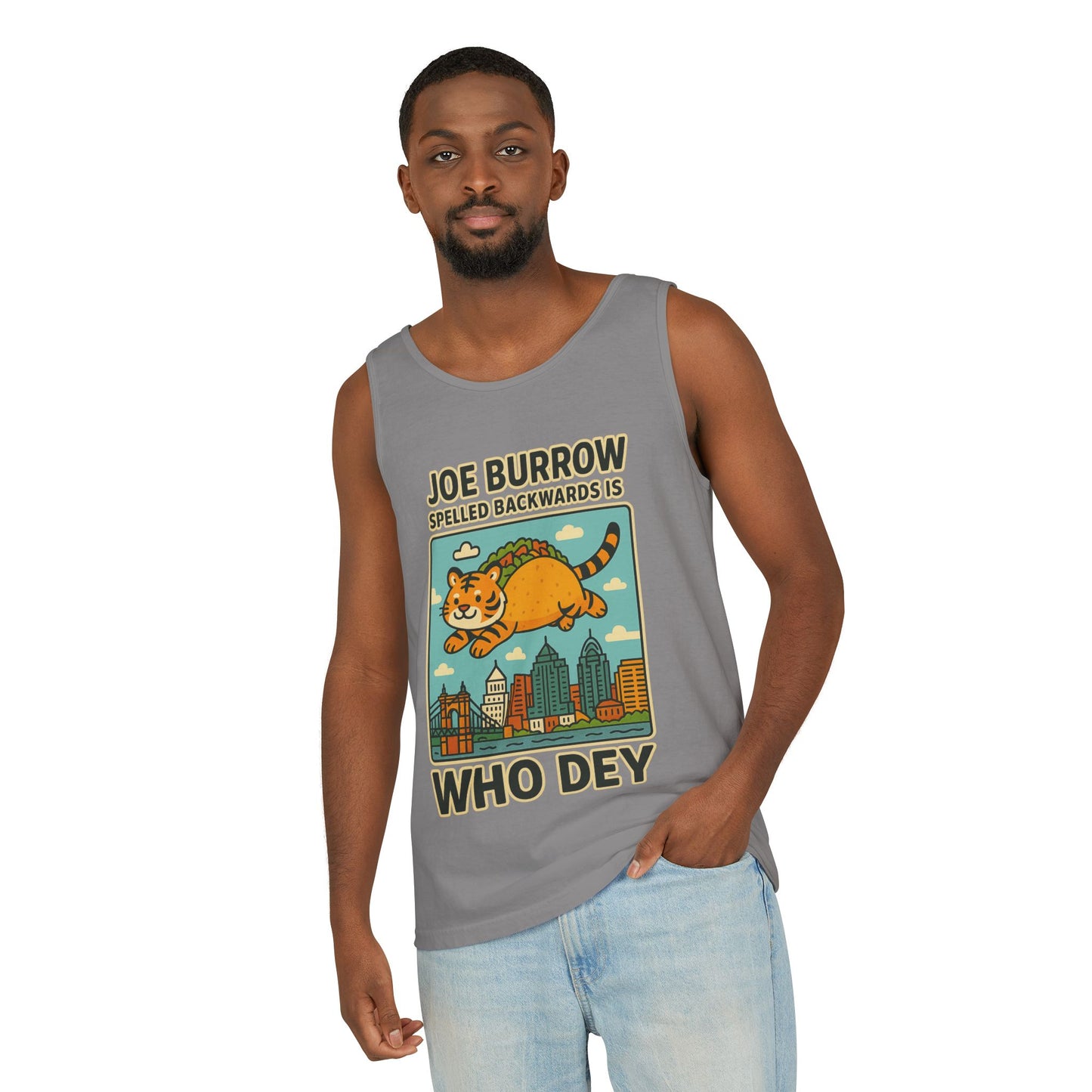 Taco Joe Sports Tank Top - Joe Burrow Who Dey Cat Design, Unisex Casual Wear, Game Day Outfit, Gift for Fans