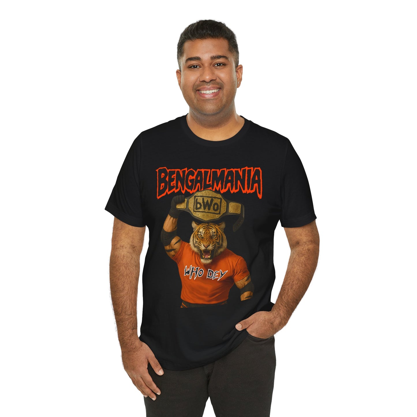 Bengalmania Unisex Tee - Fun Game Day Shirt, Casual Wear, Tiger Lover Gift, Sports Fan Apparel, Playful Orange Design
