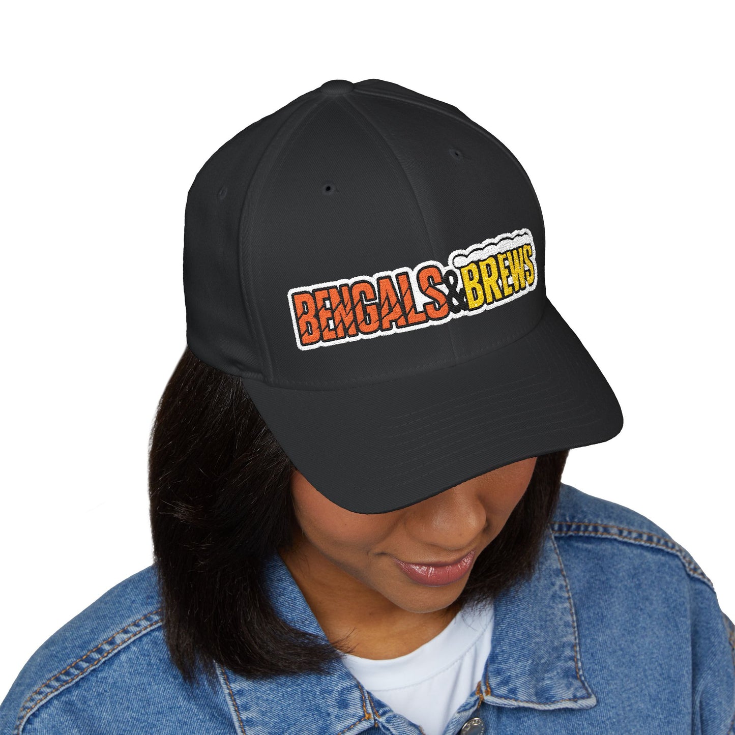 Embroidered Bengals and Brews Podcast Flex Fit Hat