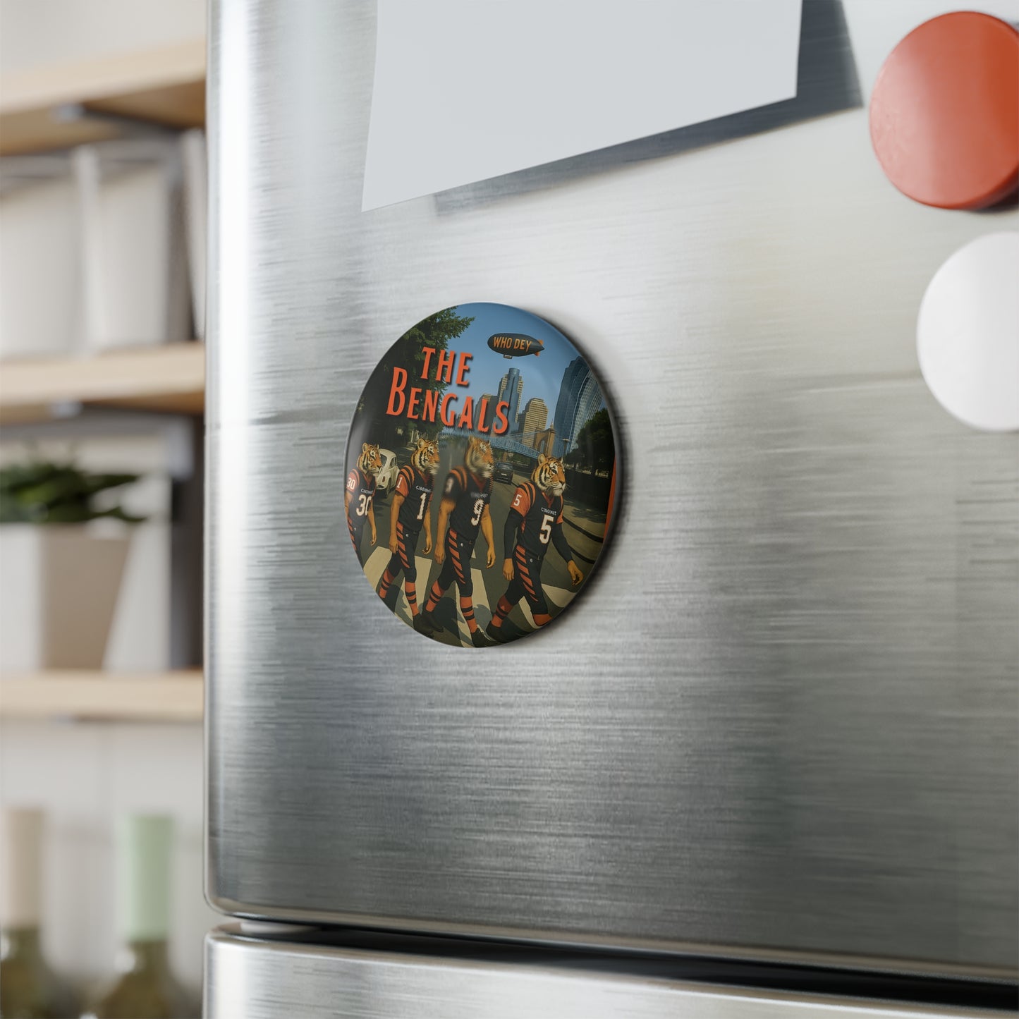 The Bengals Button Magnet Set | NFL Team Fan Decor, Sports Souvenirs, Game Day Gifts, Home & Office Accessories, Round Magnet