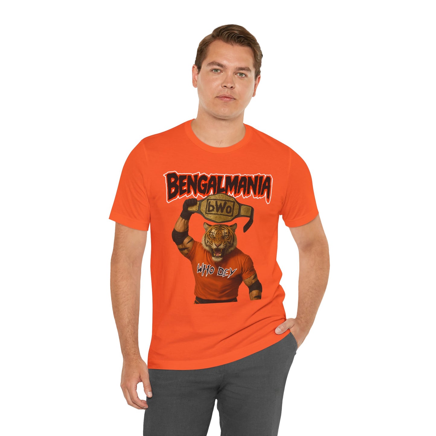 Bengalmania Unisex Tee - Fun Game Day Shirt, Casual Wear, Tiger Lover Gift, Sports Fan Apparel, Playful Orange Design