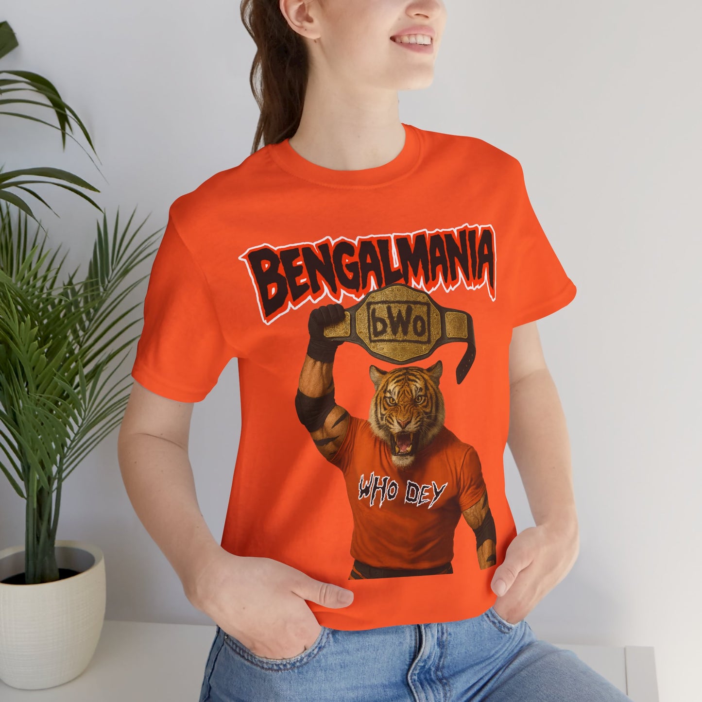 Bengalmania Unisex Tee - Fun Game Day Shirt, Casual Wear, Tiger Lover Gift, Sports Fan Apparel, Playful Orange Design