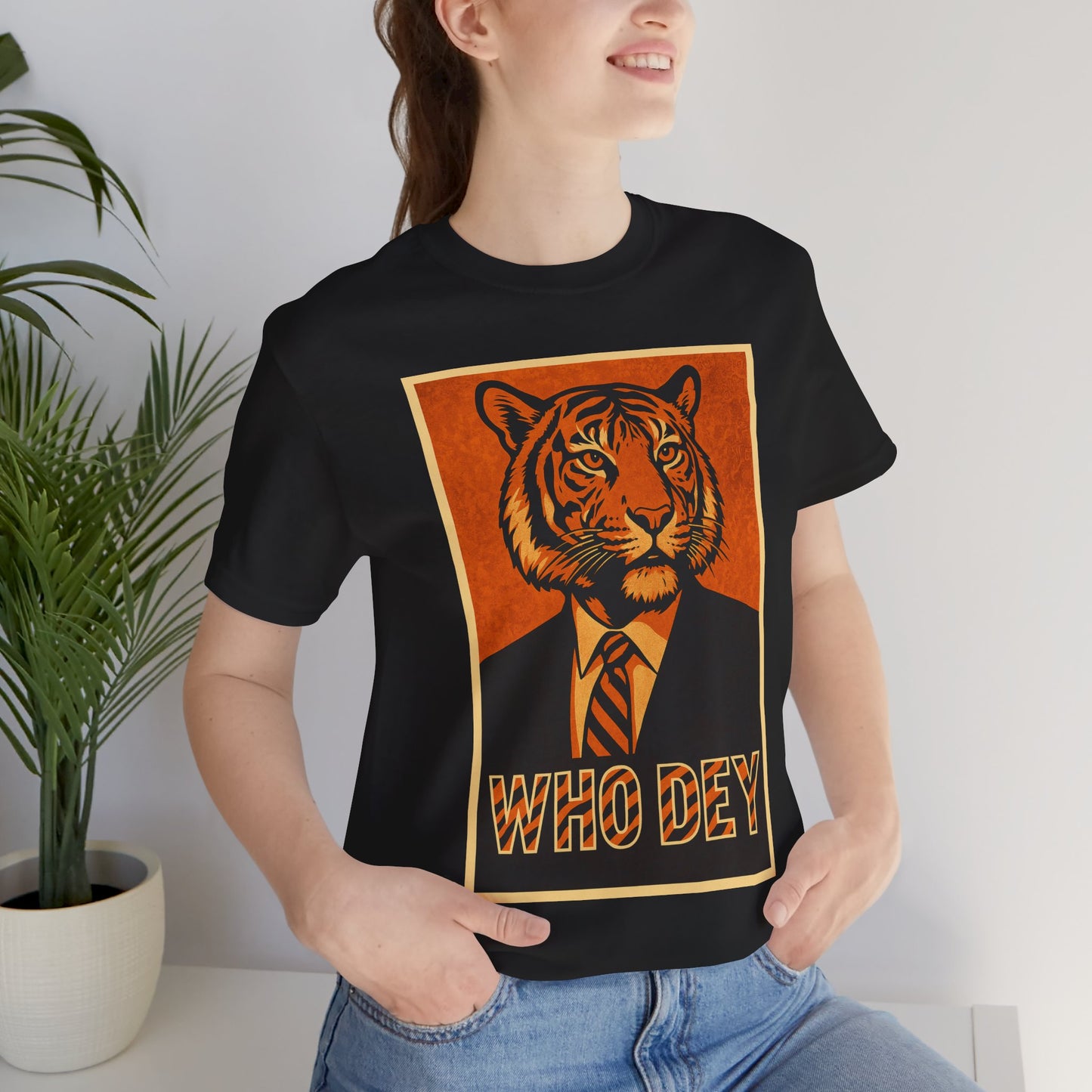 HopeTiger Graphic Tee for Game Day, Casual Wear, Statement Shirt, Unisex Orange Top, Gift for Sports Fans, Who Dey Tee