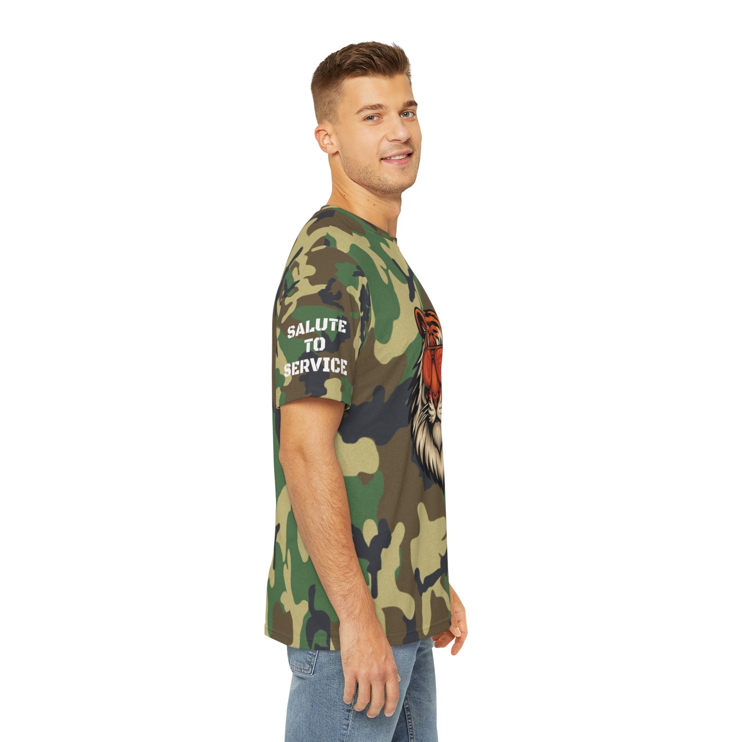 Salute to Service Cool Tiger Camo Tee - Stylish Casual Wear with American Flag