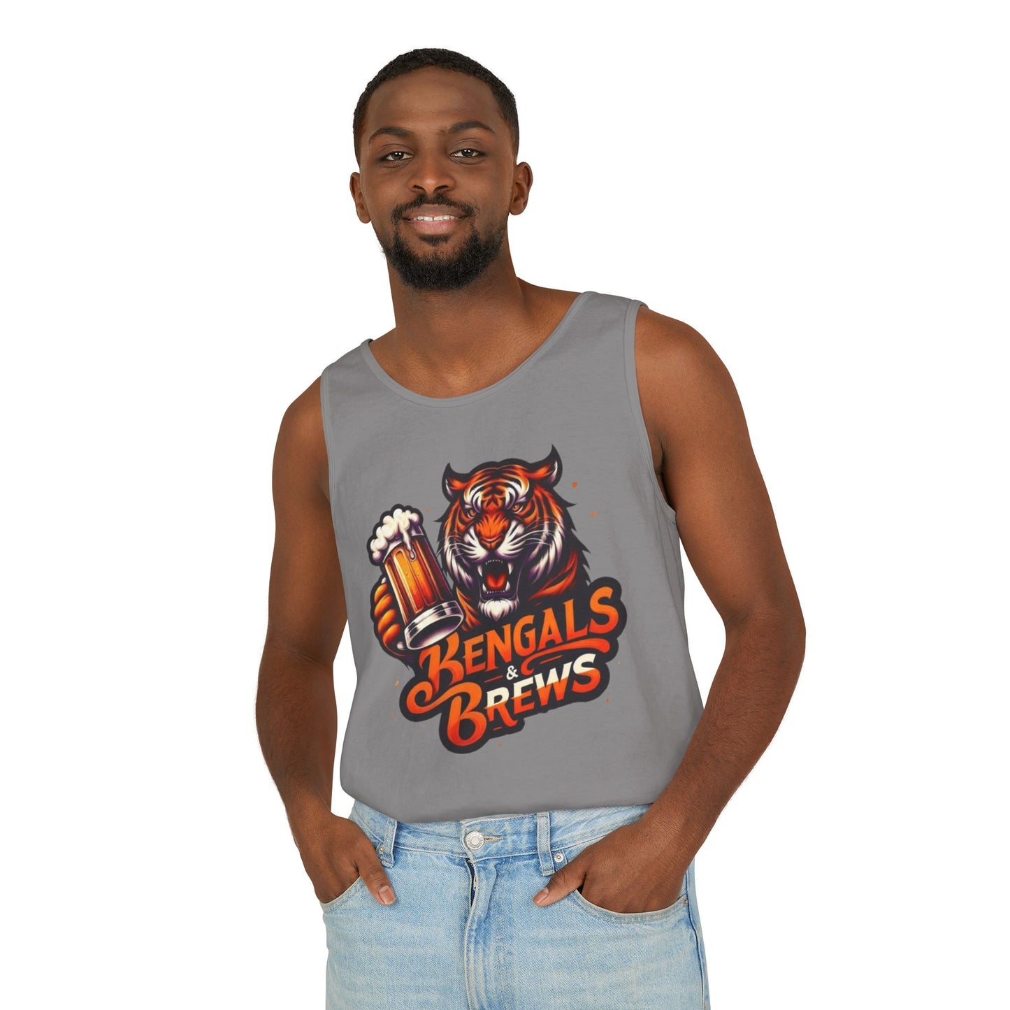 Bengals & Brews Tank Top, Unisex Beer Tank, Party Shirt, Game Day Apparel, Summer Clothing, Beer Lover Gift