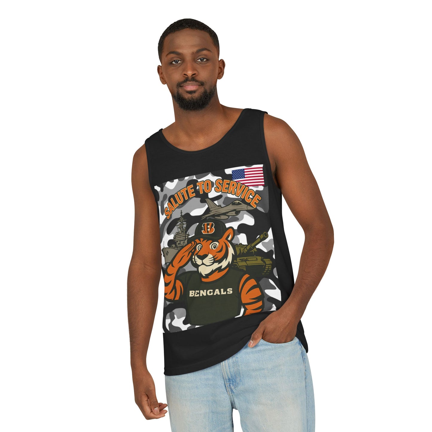 Salute to Service Tank Top - Military Tribute Apparel, Unisex Summer Wear, Sports Fan Gear, Outdoor BBQ Vintage Style