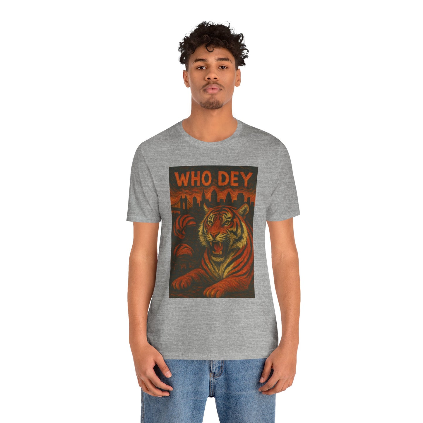 VanGogh style Tiger Graphic Tee – Who Dey, Unisex T-Shirt