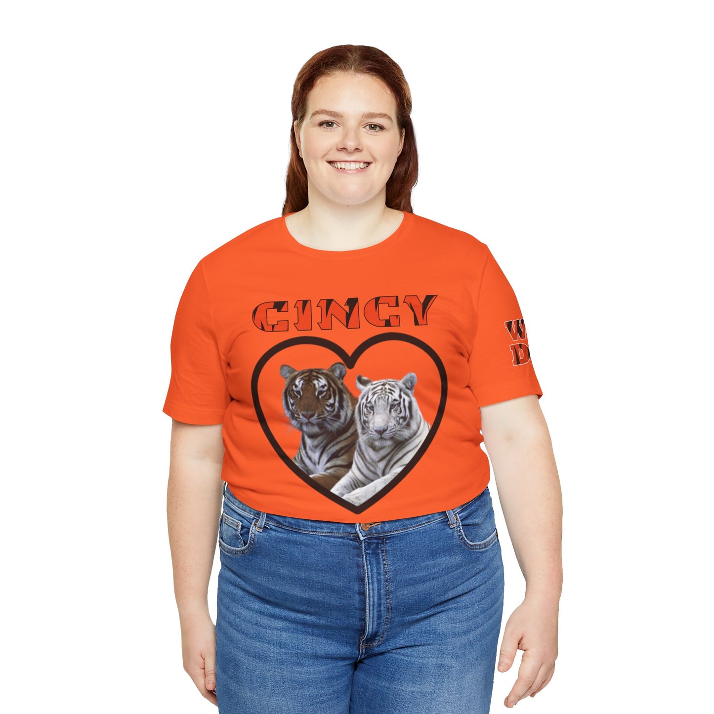 Cincy Cat Lover Unisex Tee - Bold Orange Animal Print Shirt