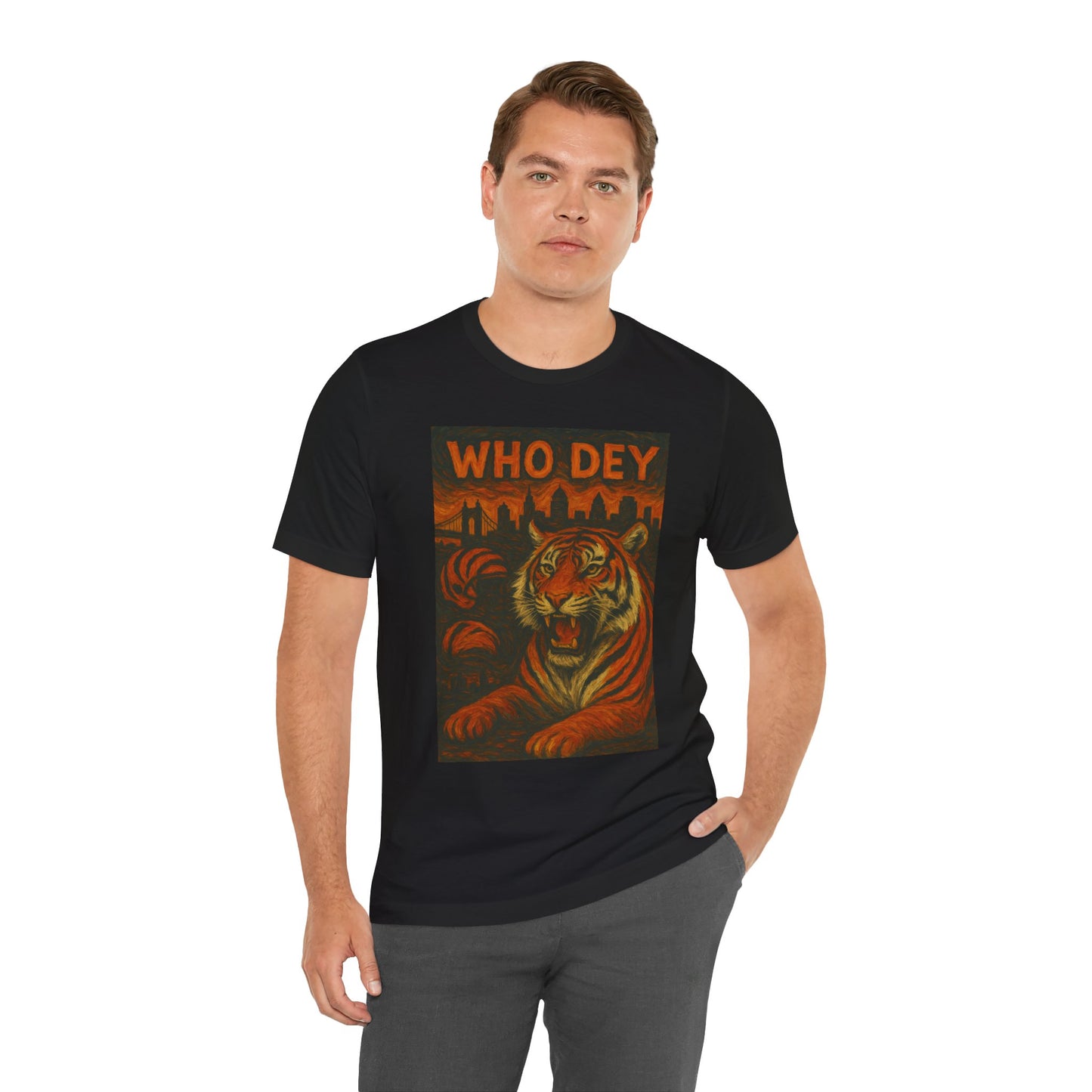 VanGogh style Tiger Graphic Tee – Who Dey, Unisex T-Shirt