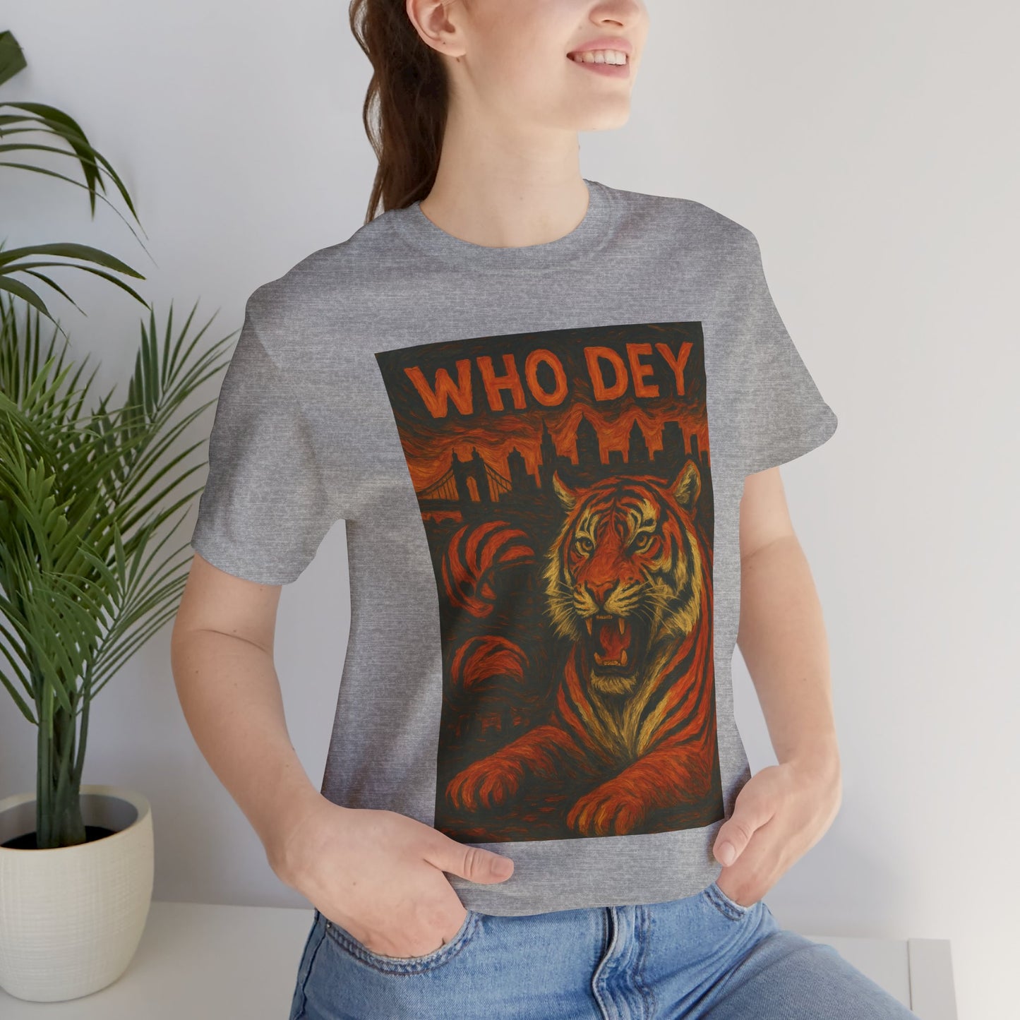 VanGogh style Tiger Graphic Tee – Who Dey, Unisex T-Shirt