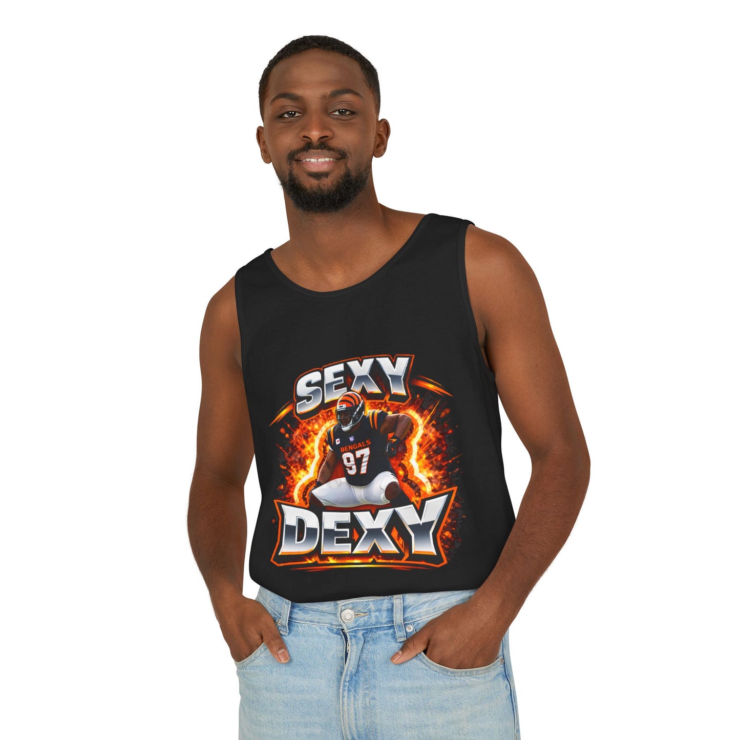 Football Player 'Sexy Dexy' Graphic Tank Top — Bold Game-Day Fan Shirt