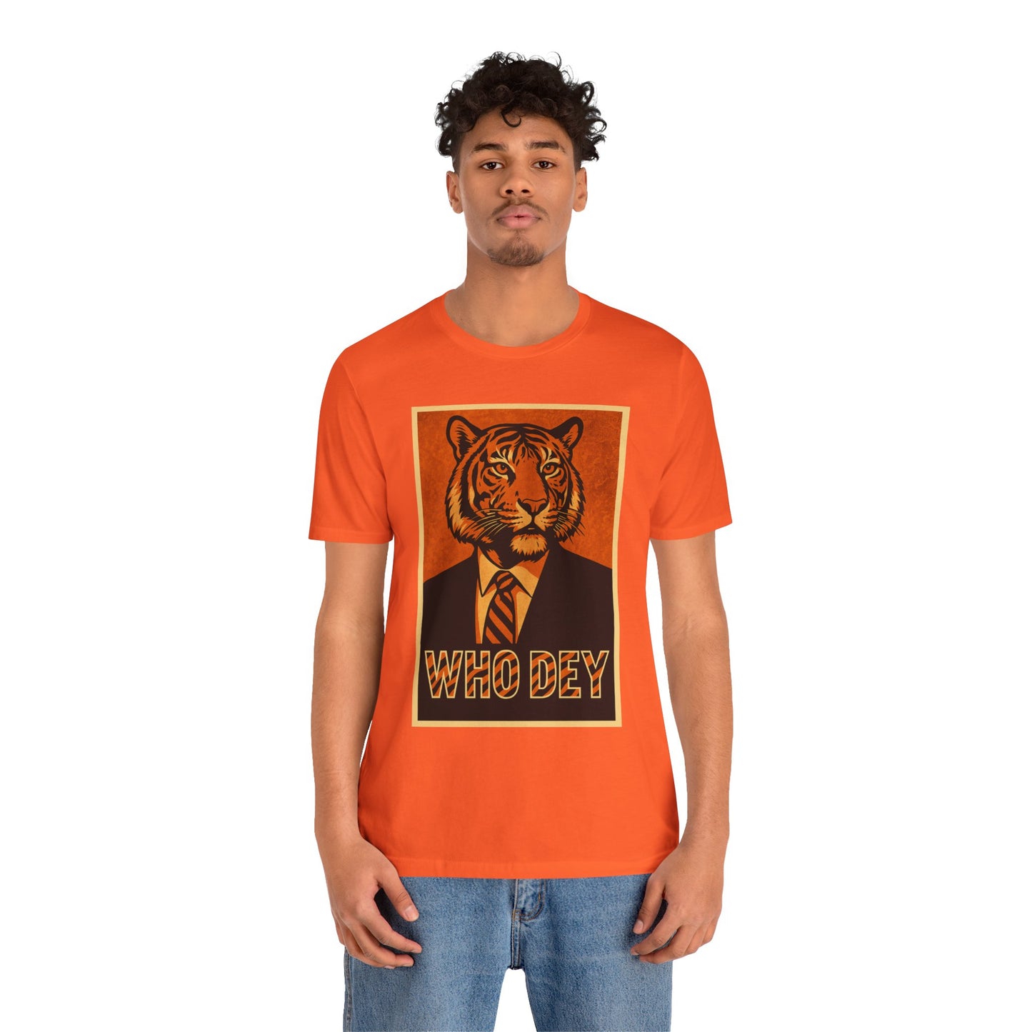 HopeTiger Graphic Tee for Game Day, Casual Wear, Statement Shirt, Unisex Orange Top, Gift for Sports Fans, Who Dey Tee