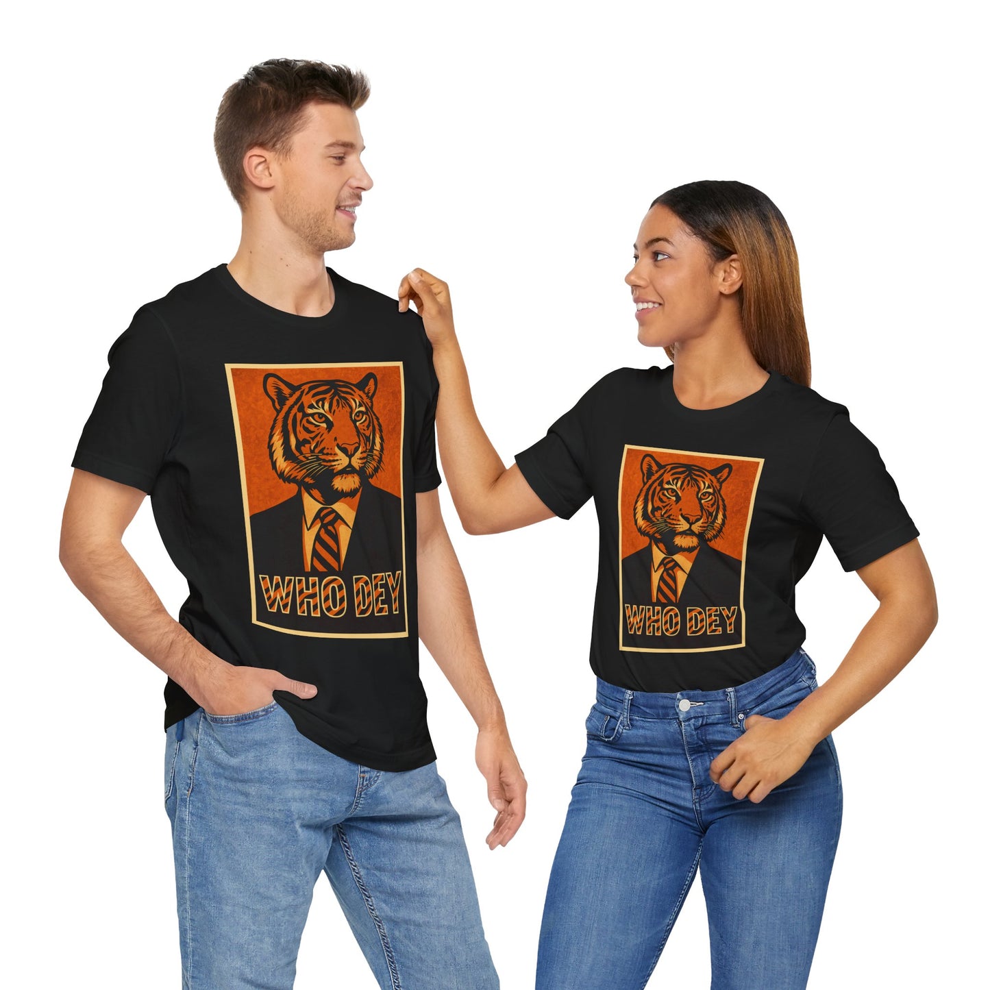 HopeTiger Graphic Tee for Game Day, Casual Wear, Statement Shirt, Unisex Orange Top, Gift for Sports Fans, Who Dey Tee