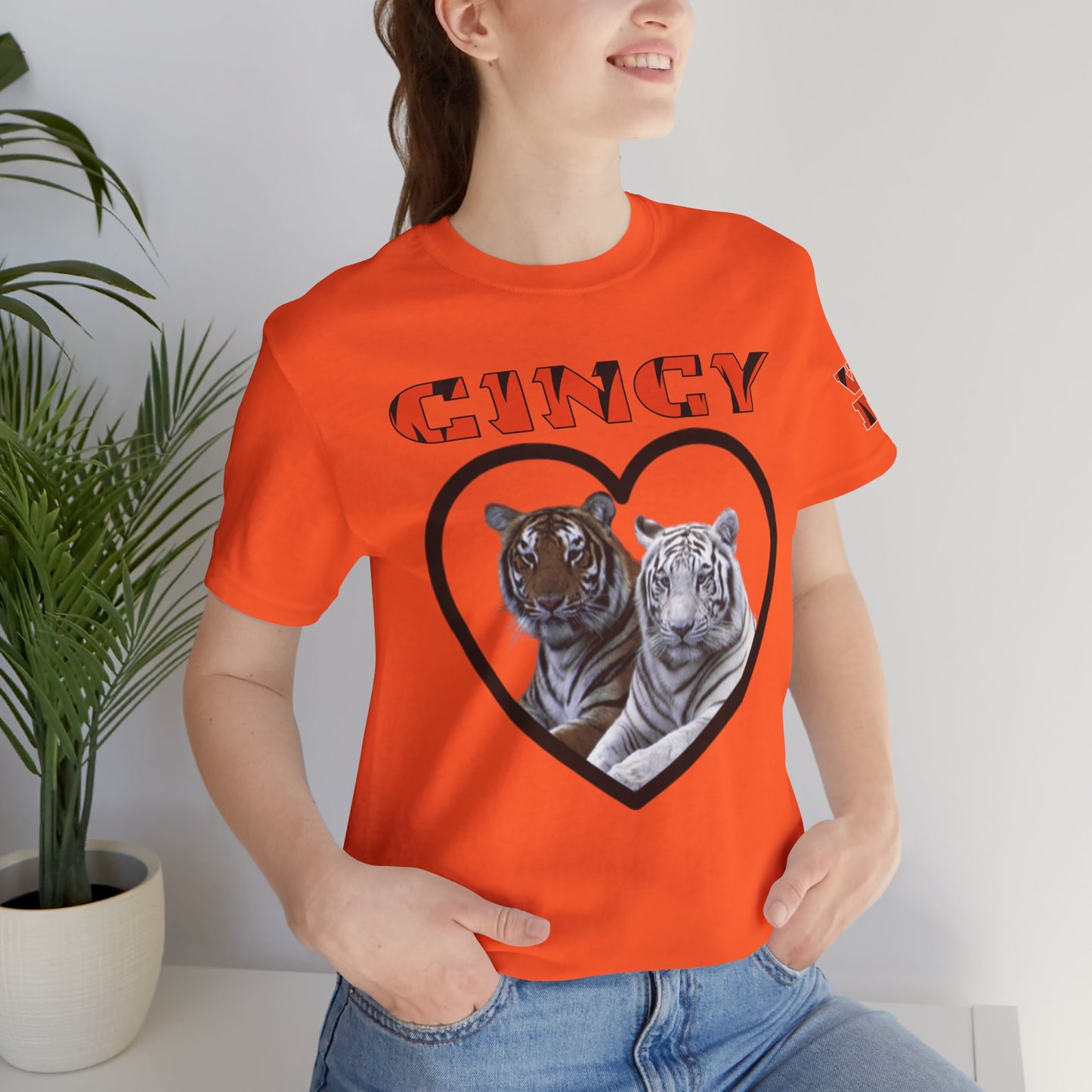 Cincy Cat Lover Unisex Tee - Bold Orange Animal Print Shirt