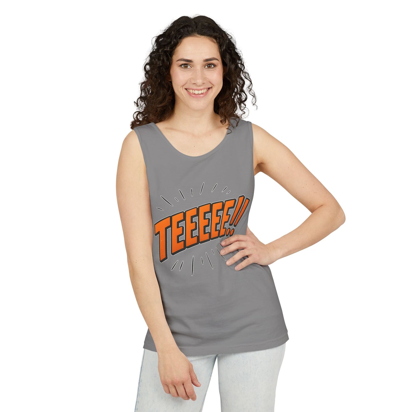 - TEEEE!! -Fun Graphic Tank Top Summer Essential, Unisex Apparel, Beachwear, Gift Idea, Festival Outfit