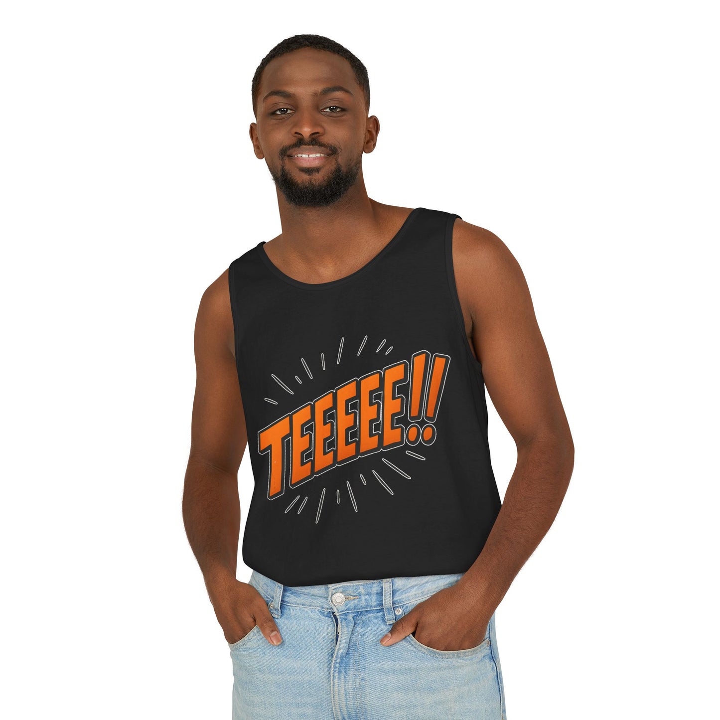 - TEEEE!! -Fun Graphic Tank Top Summer Essential, Unisex Apparel, Beachwear, Gift Idea, Festival Outfit