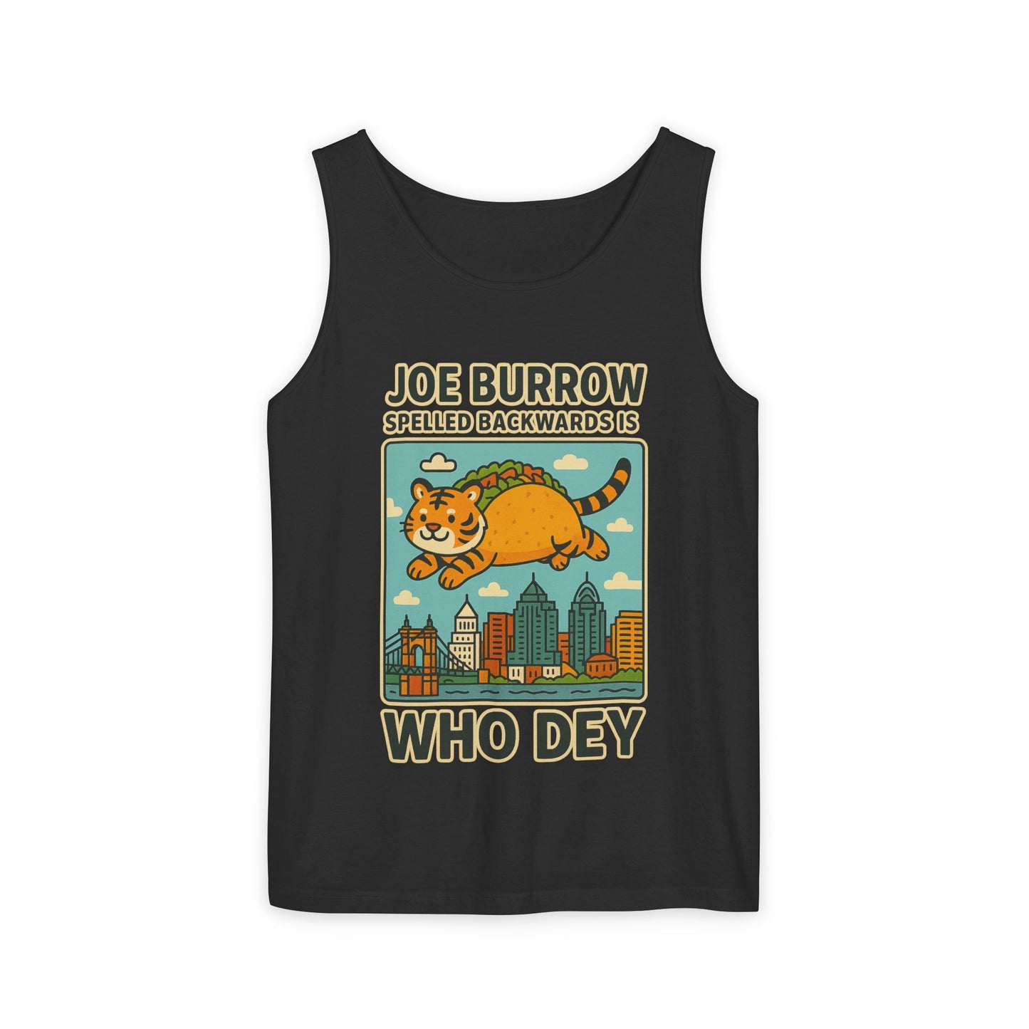 Taco Joe Sports Tank Top - Joe Burrow Who Dey Cat Design, Unisex Casual Wear, Game Day Outfit, Gift for Fans