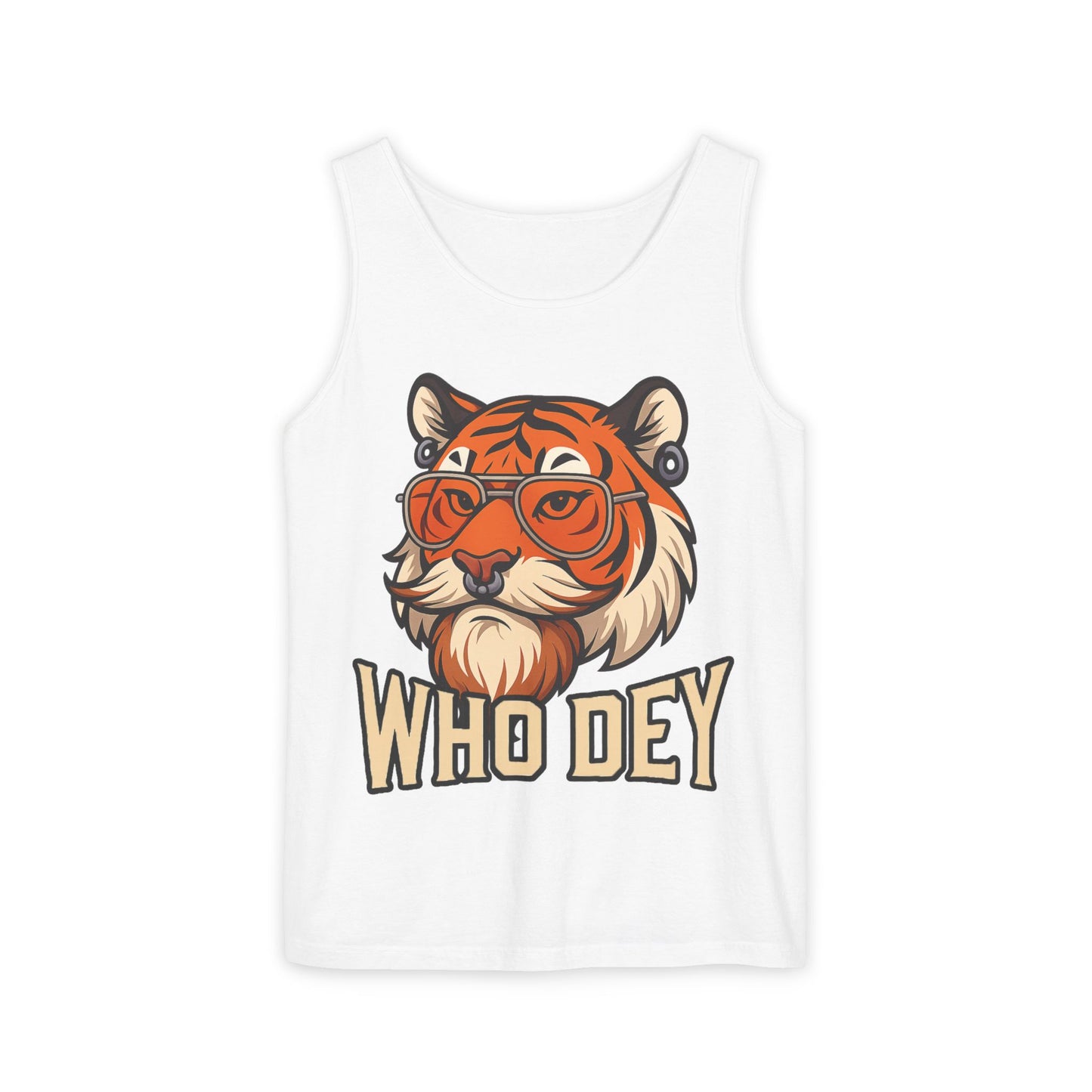 WhoDey Tiger Graphic Tank Top - Who Dey, Summer Vibes, Unisex Fashion, Festival Wear, Outdoor Activities, Gift Idea