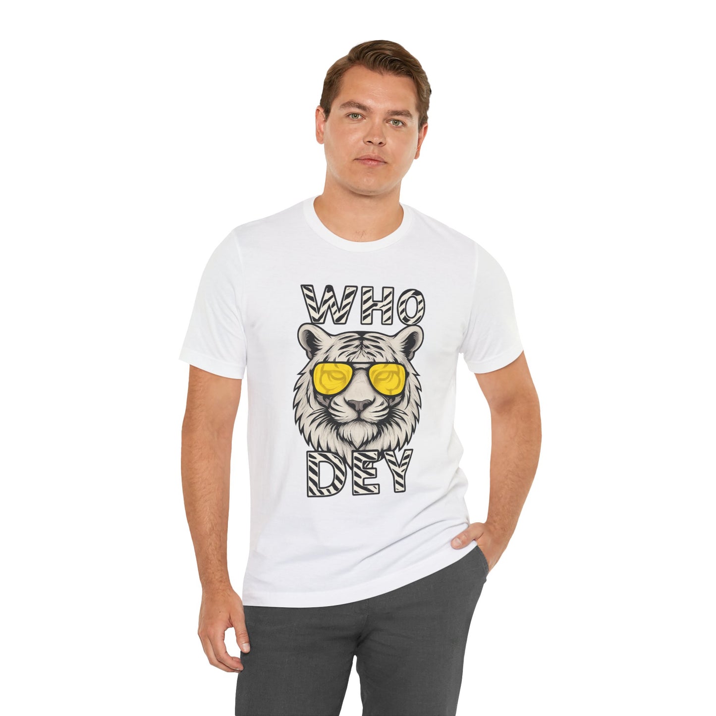 WhiteOut Bengal Tiger Graphic Who Dey Tee