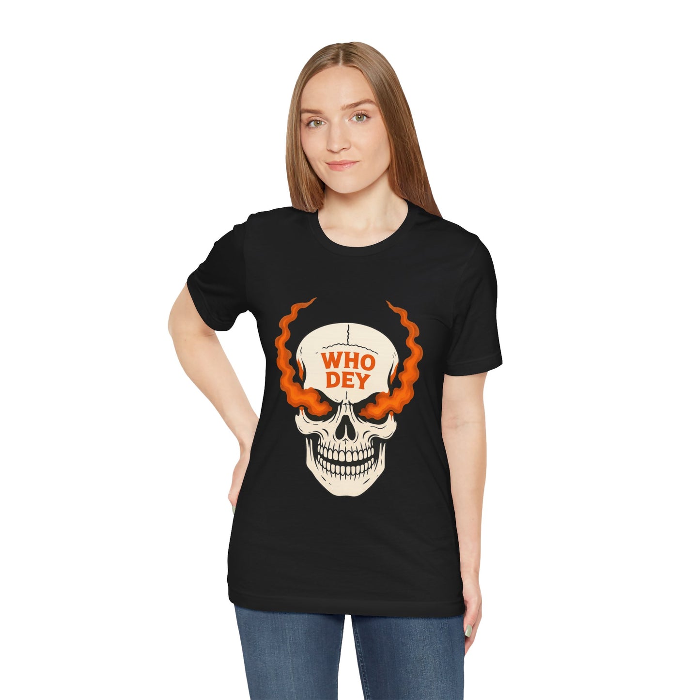 Smoking Skull Graphic Who Dey Tee, Short Sleeve Shirt, Unisex T-Shirt, Edgy Streetwear, Casual Gift for Men and Women
