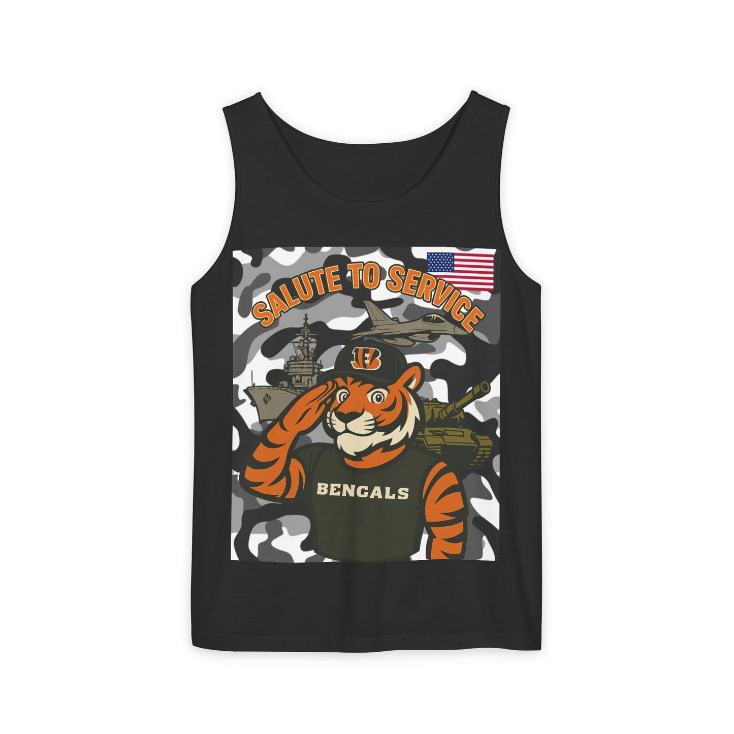 Salute to Service Tank Top - Military Tribute Apparel, Unisex Summer Wear, Sports Fan Gear, Outdoor BBQ Vintage Style