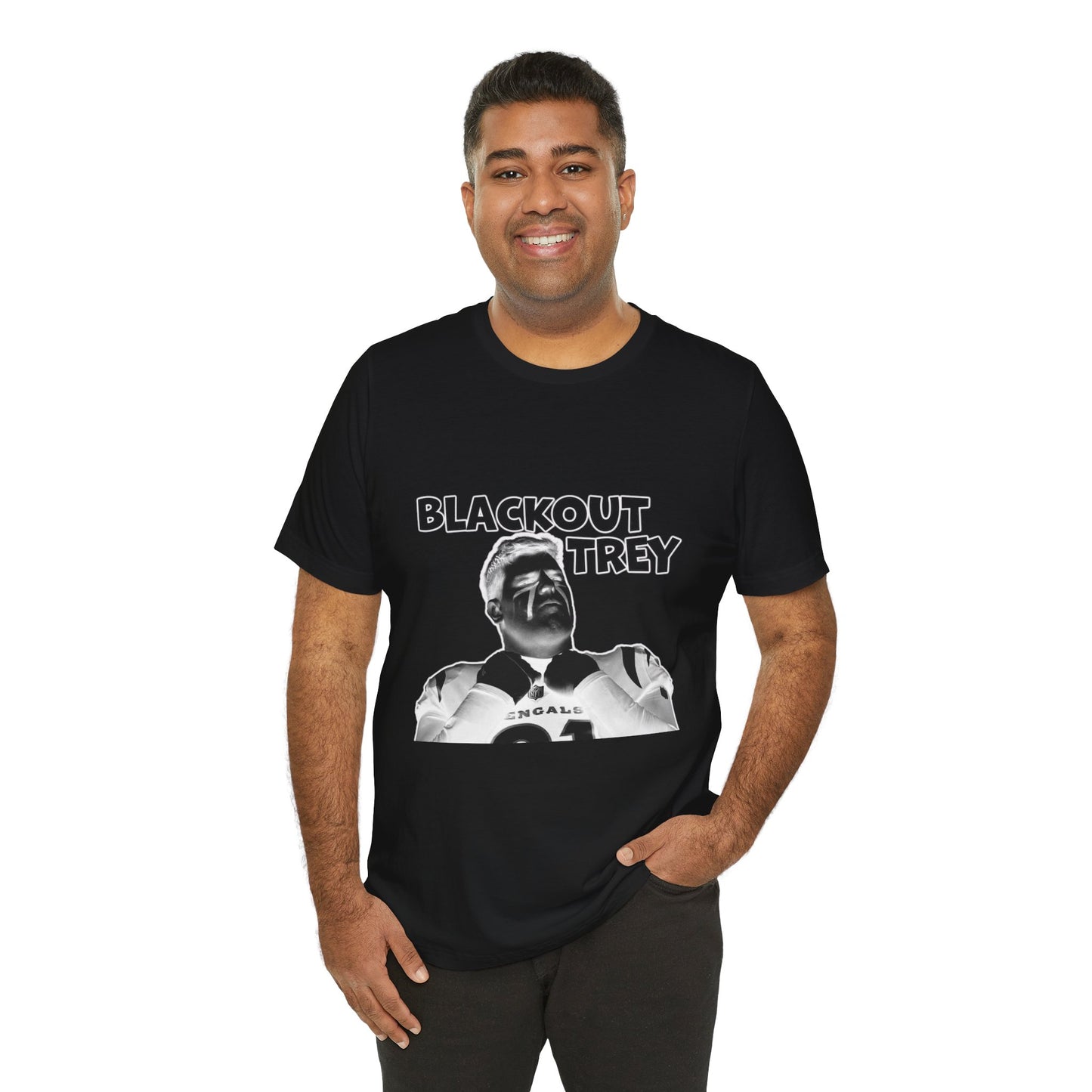 Blackout Trey Unisex Tee - Casual Graphic Shirt for Sports Fans
