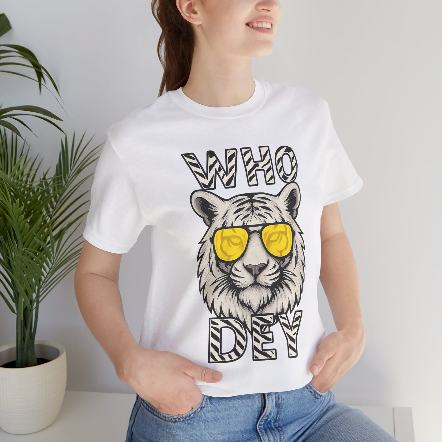 WhiteOut Bengal Tiger Graphic Who Dey Tee
