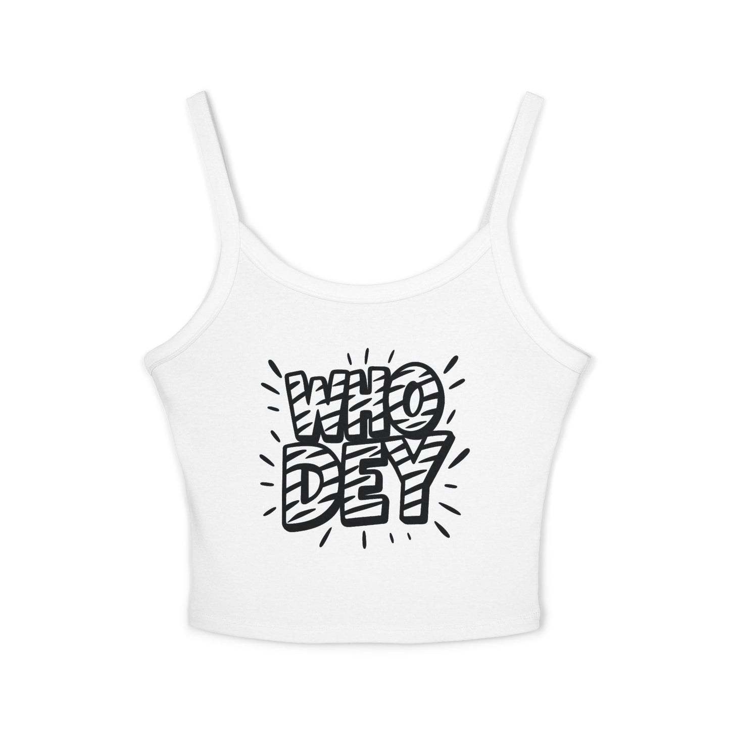 White Out WHO DEY Women Spaghetti Strap Tank Top