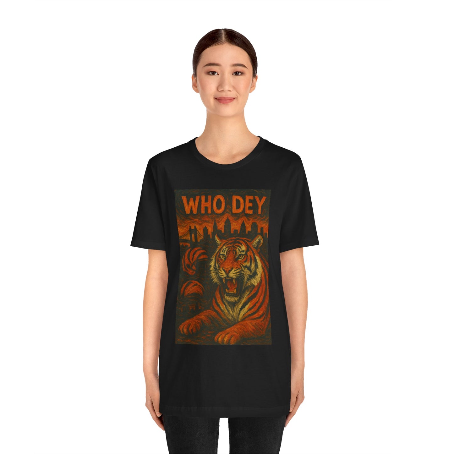 VanGogh style Tiger Graphic Tee – Who Dey, Unisex T-Shirt
