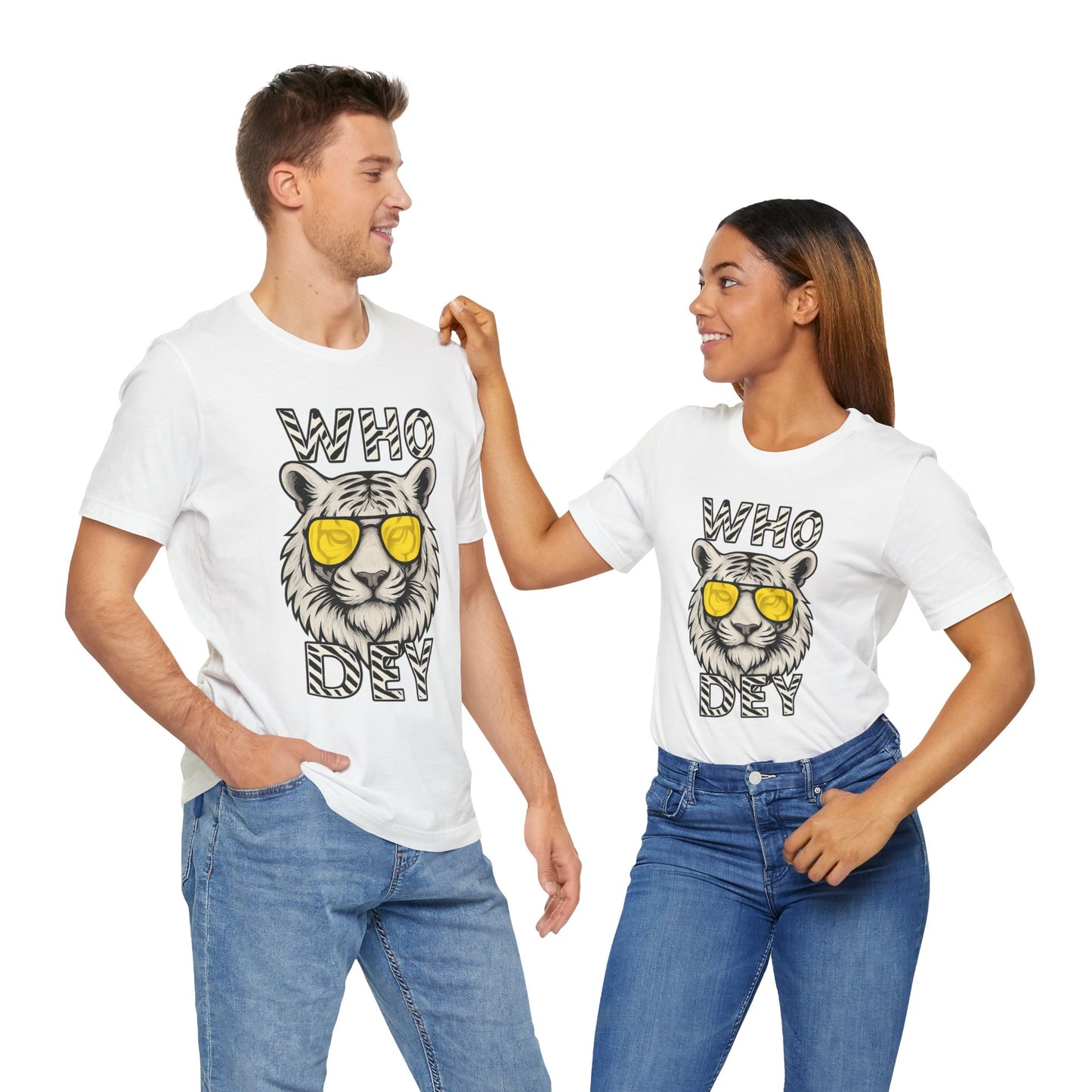 WhiteOut Bengal Tiger Graphic Who Dey Tee