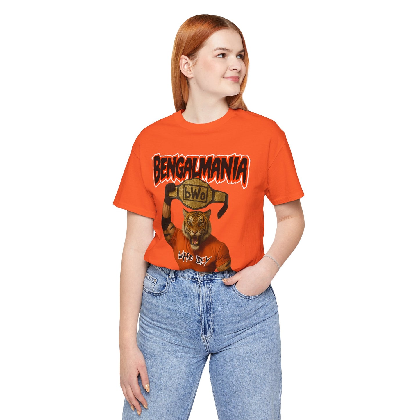 Bengalmania Unisex Tee - Fun Game Day Shirt, Casual Wear, Tiger Lover Gift, Sports Fan Apparel, Playful Orange Design