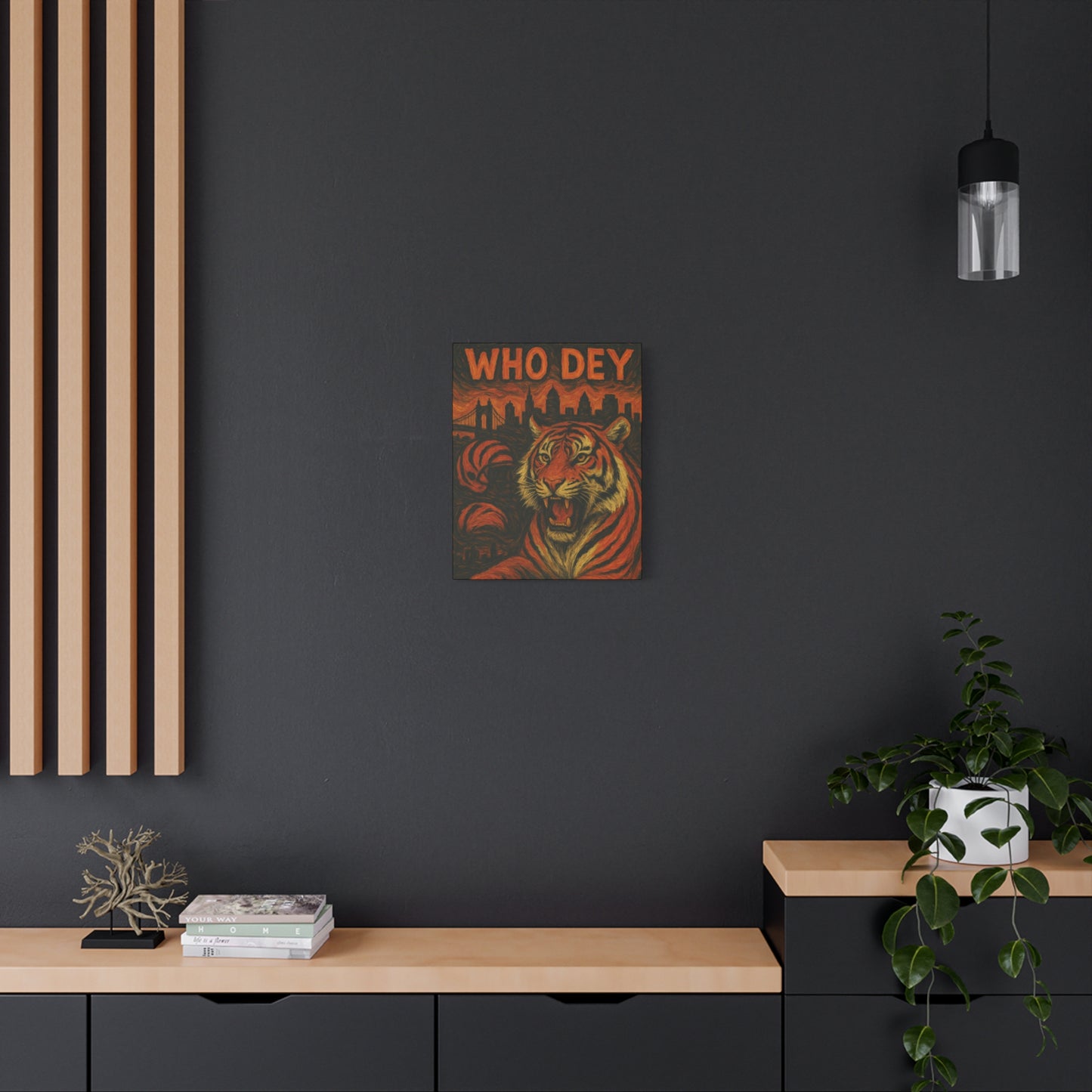 WhoDey Tiger Art Canvas Print, Urban Decor, Animal Wall Art, Home Office Decor, Gift for Animal Lovers